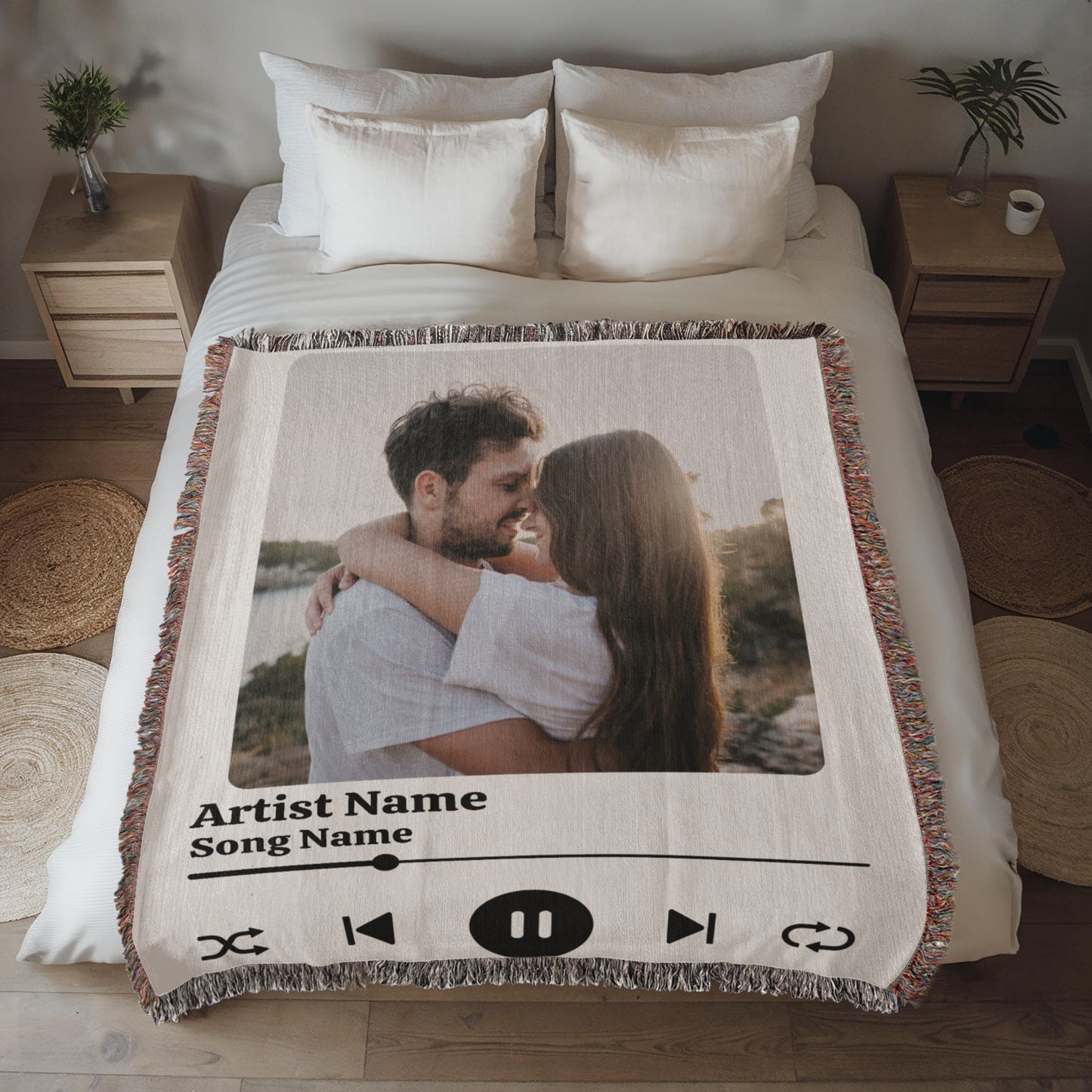 Personalized Photo & Song Woven Blanket – Custom Keepsake Throw for Engagements, Weddings & Anniversaries