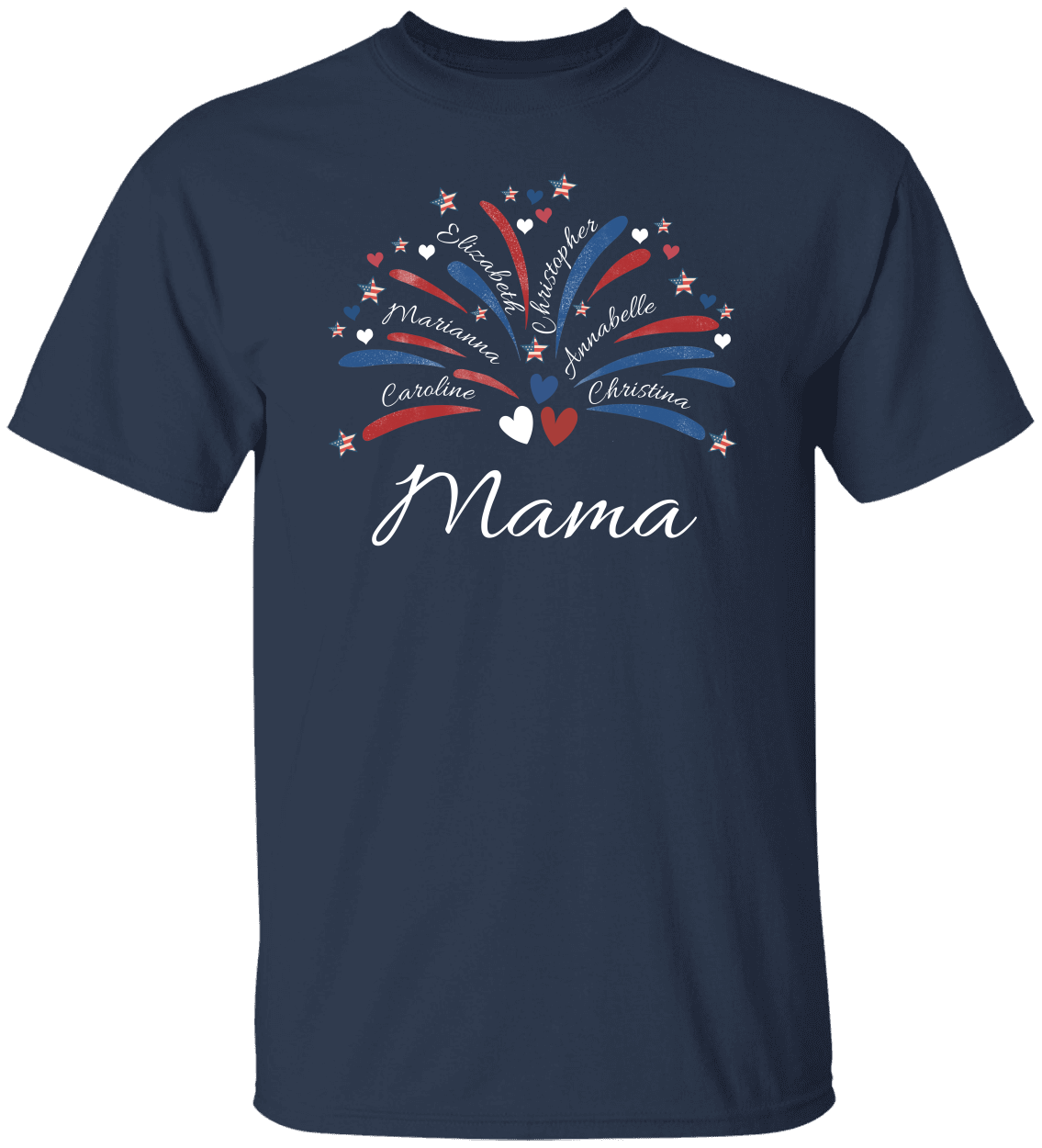 4th Of July Custom (Mama, Grandma, Daddy) Unisex T-Shirt With Upto 6 Kids Names!