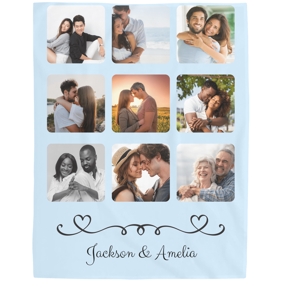 Custom Photo Collage Blanket – Personalized Couple Name & Pictures Throw for Anniversary, Engagement or Wedding gift