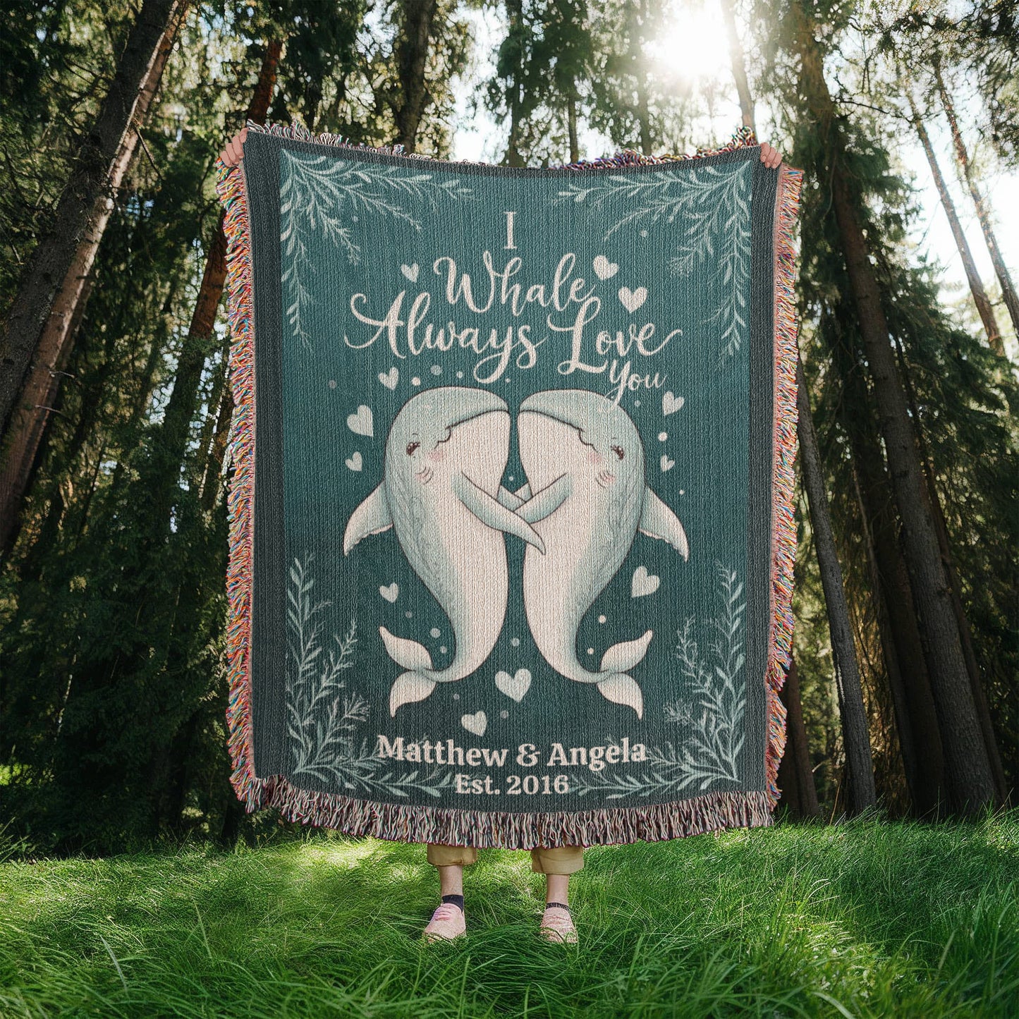 I Whale Always Love You Heirloom Artwork Woven Blanket, Valentine's Day, Birthday, Anniversary, Wedding