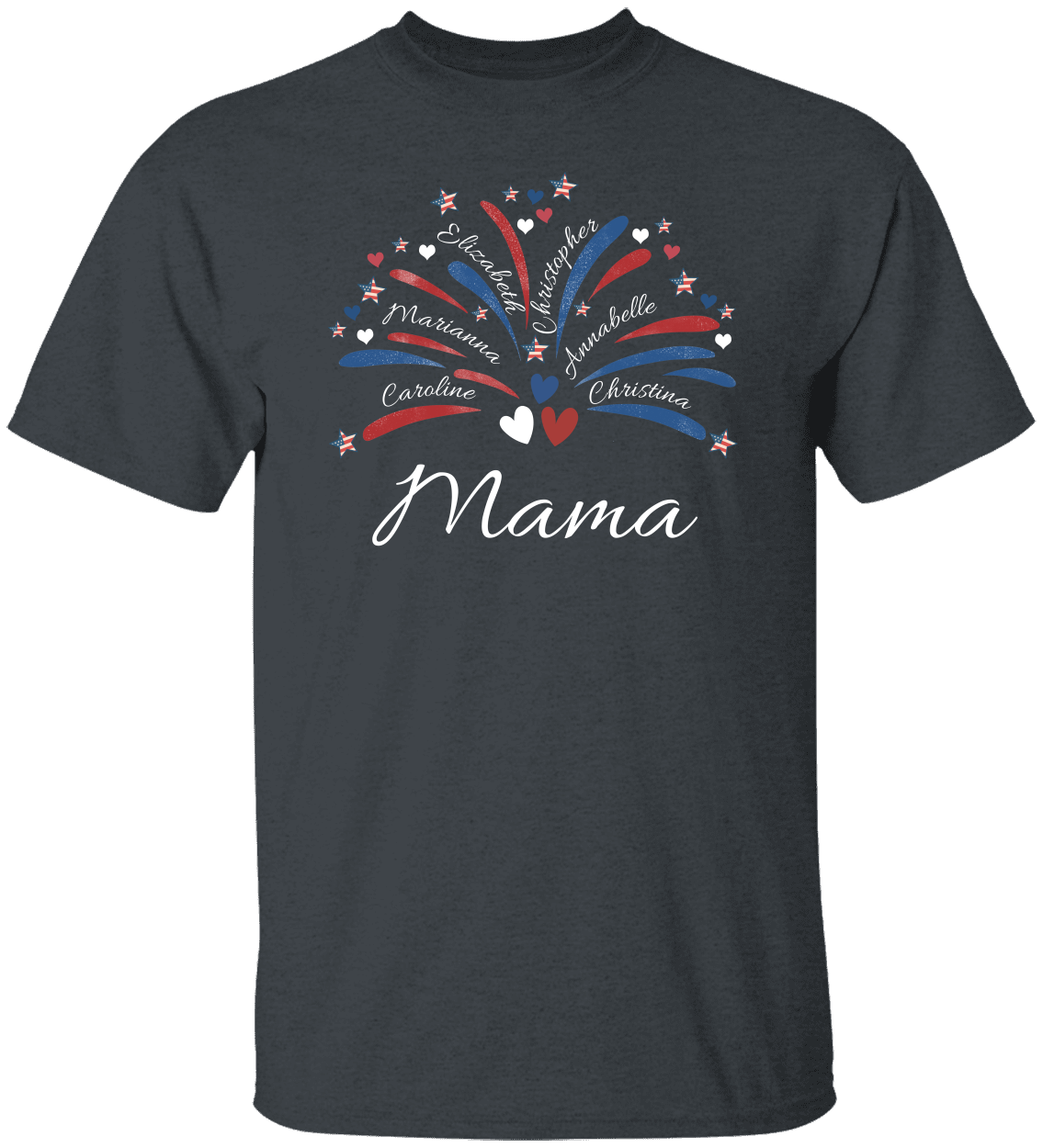 4th Of July Custom (Mama, Grandma, Daddy) Unisex T-Shirt With Upto 6 Kids Names!