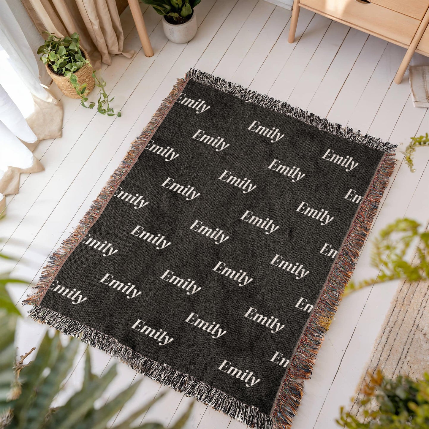Custom Name Woven Blanket – Personalized Heirloom Throw for Cozy Gifting