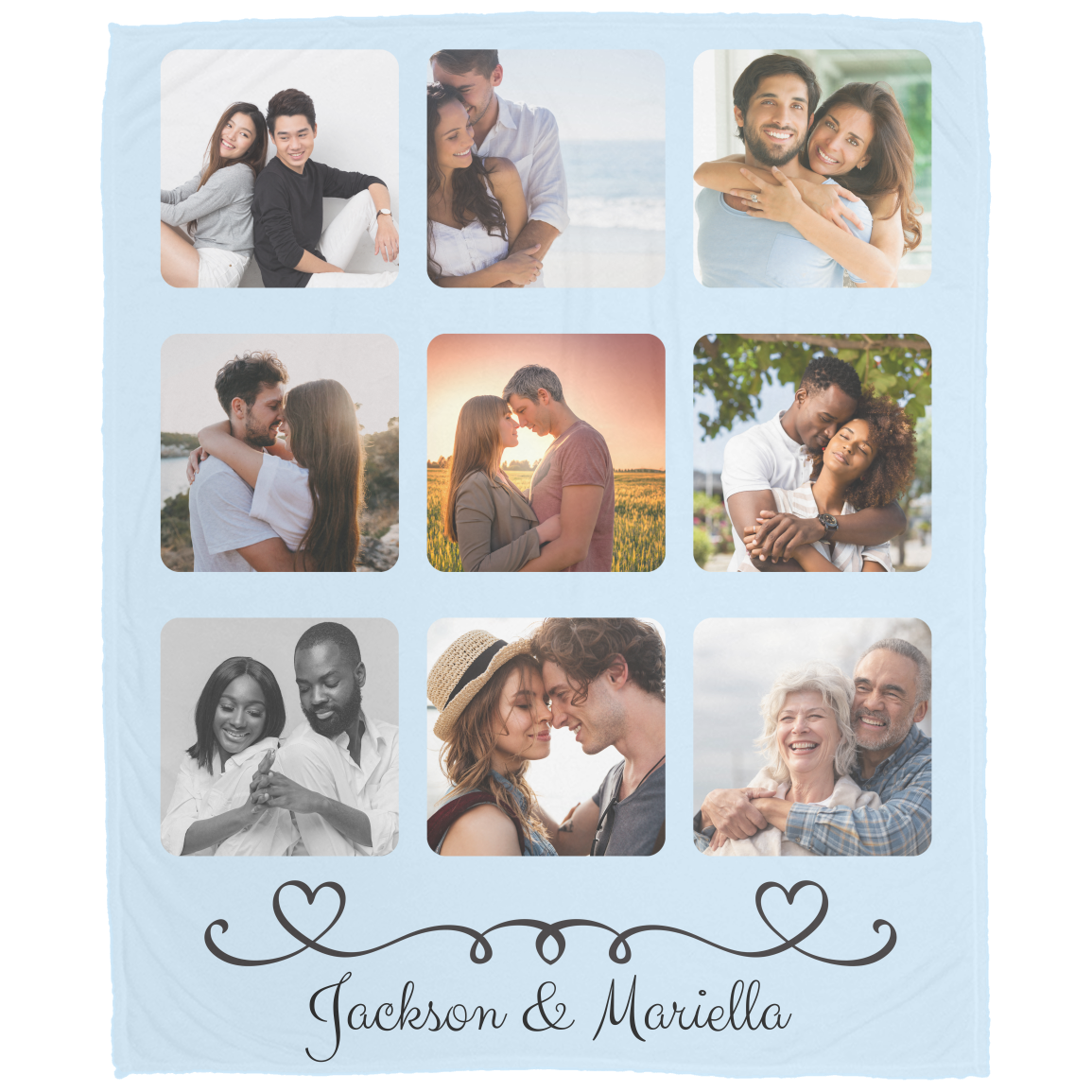 Custom Photo Collage Blanket – Personalized Couple Name & Pictures Throw for Anniversary, Engagement or Wedding gift