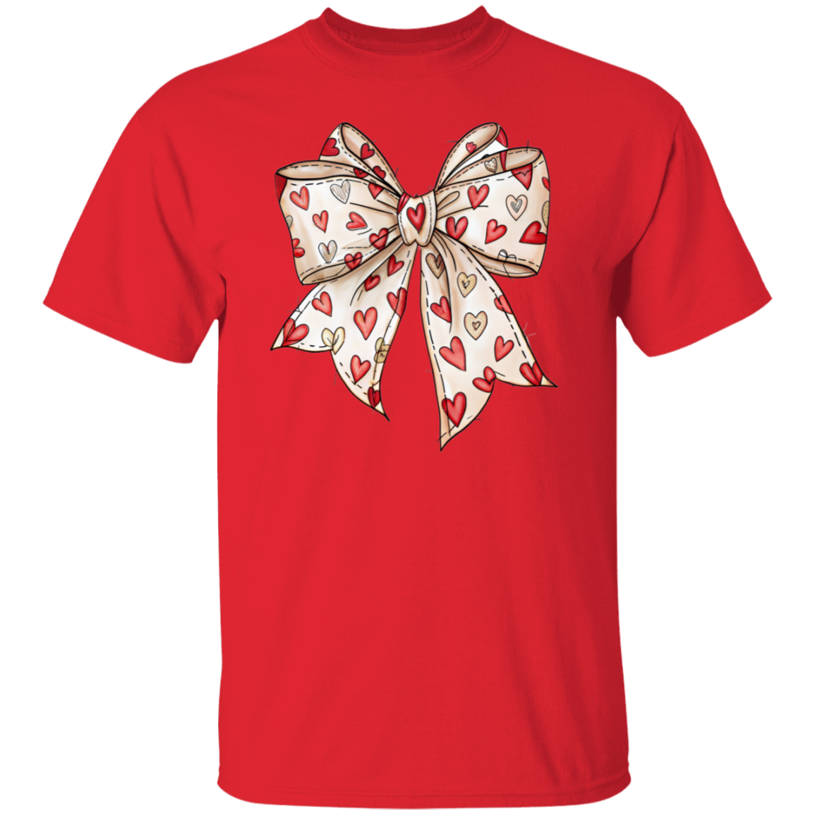 Hearts Coquette Bow Valentine's Day T-Shirt