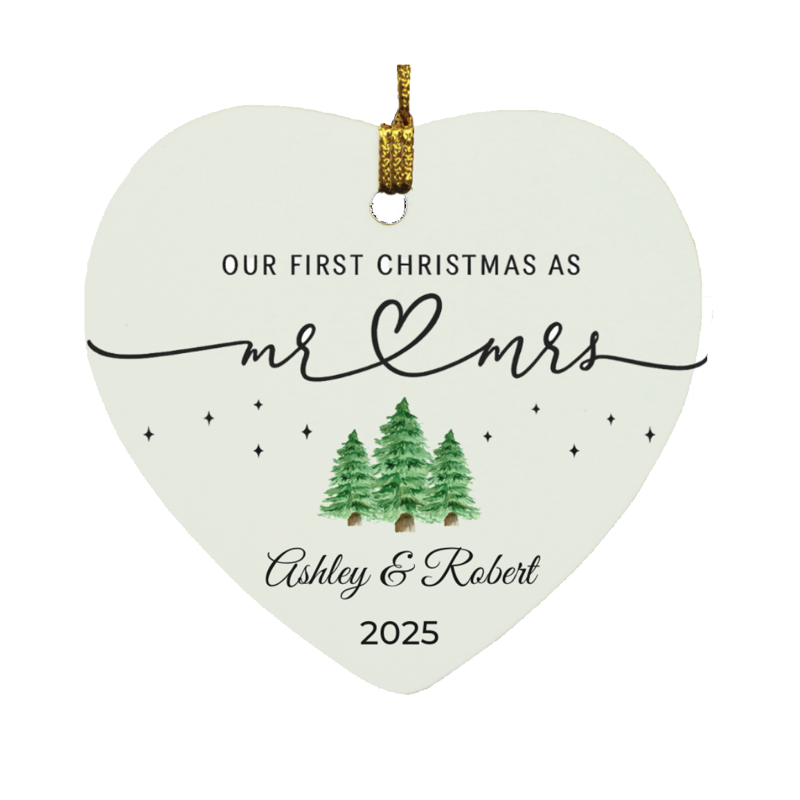 Personalized Mr & Mrs First Christmas Ornament, Wedding Gift Keepsake