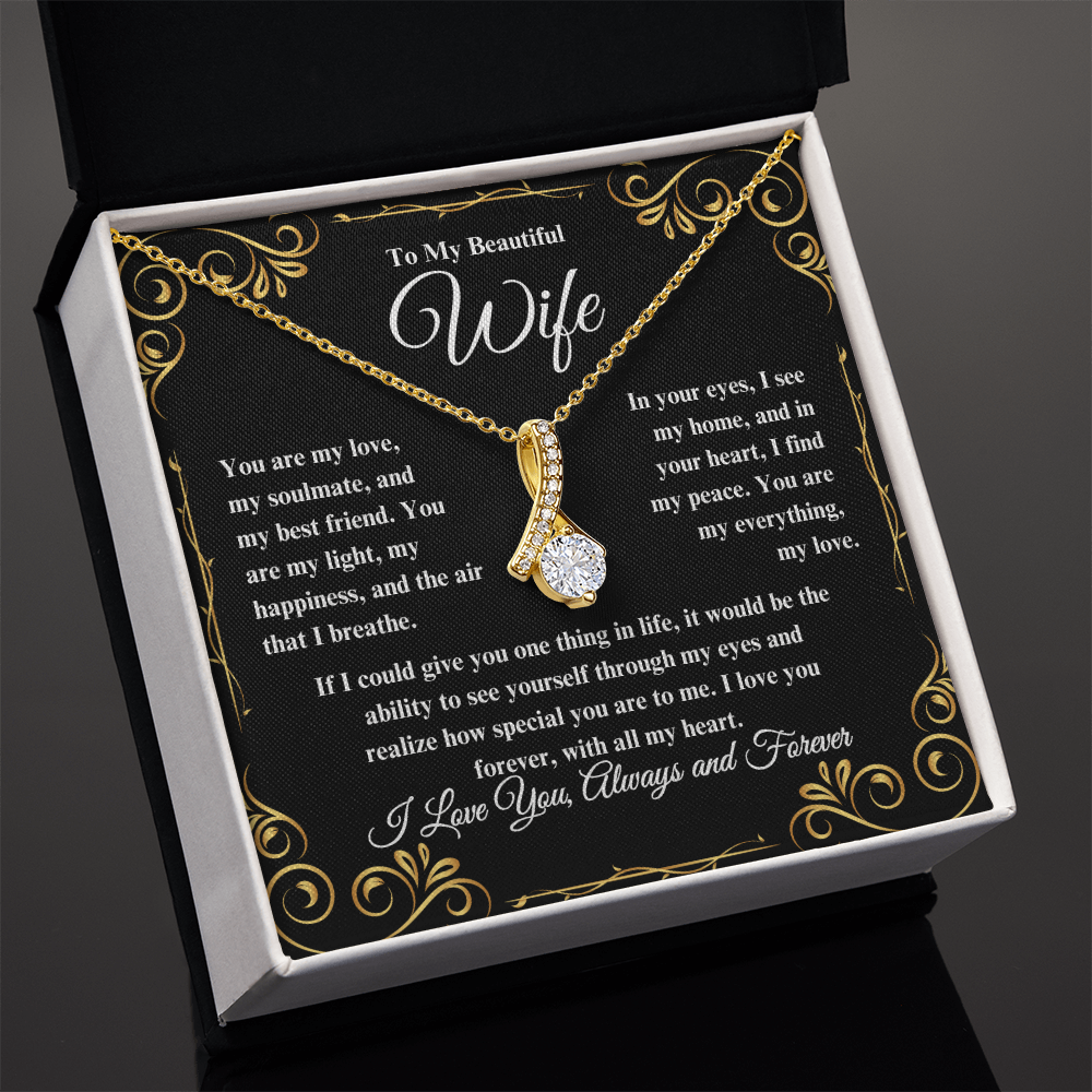 To My Beautiful Wife Alluring Beauty Necklace - Perfect for Birthday, Anniversary, Christmas, Valentine's Day!!