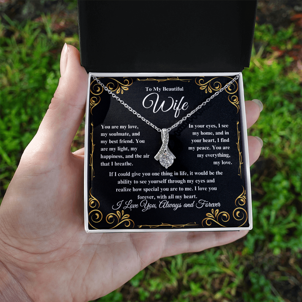 To My Beautiful Wife Alluring Beauty Necklace - Perfect for Birthday, Anniversary, Christmas, Valentine's Day!!