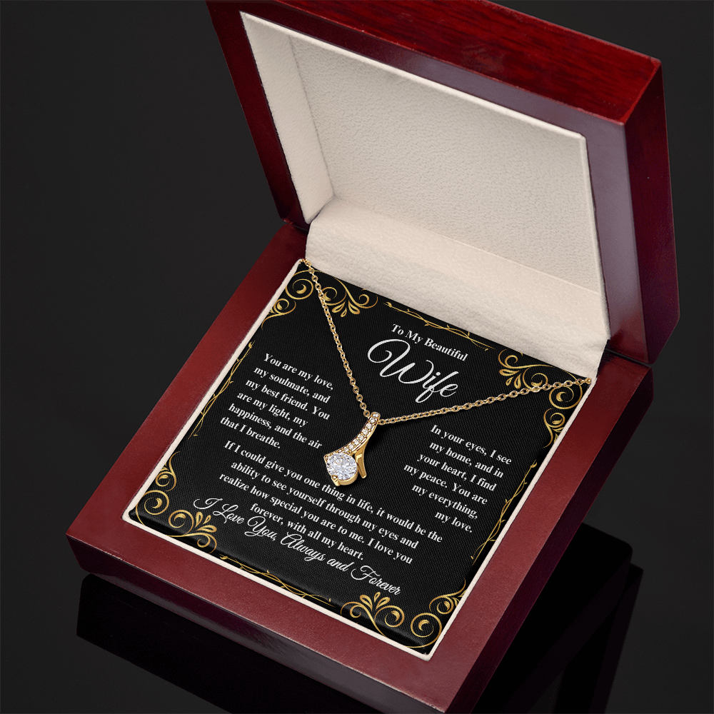 To My Beautiful Wife Alluring Beauty Necklace - Perfect for Birthday, Anniversary, Christmas, Valentine's Day!!