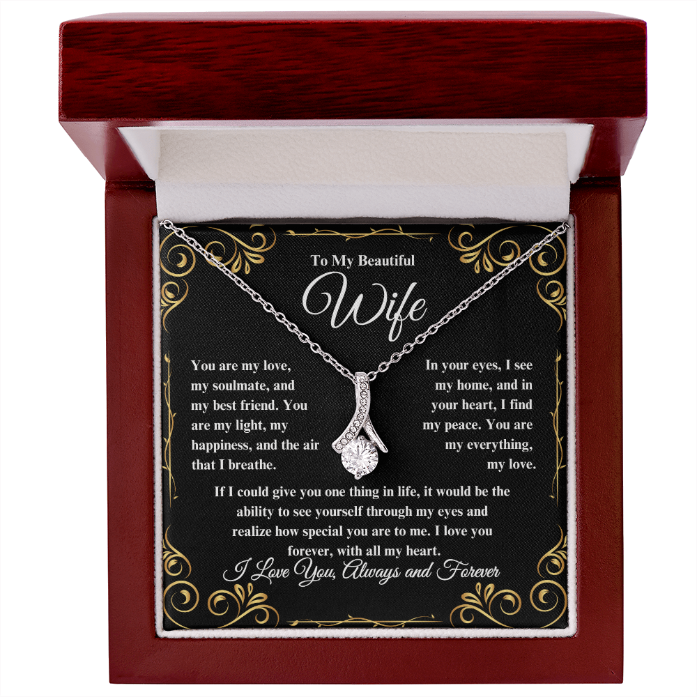 To My Beautiful Wife Alluring Beauty Necklace - Perfect for Birthday, Anniversary, Christmas, Valentine's Day!!