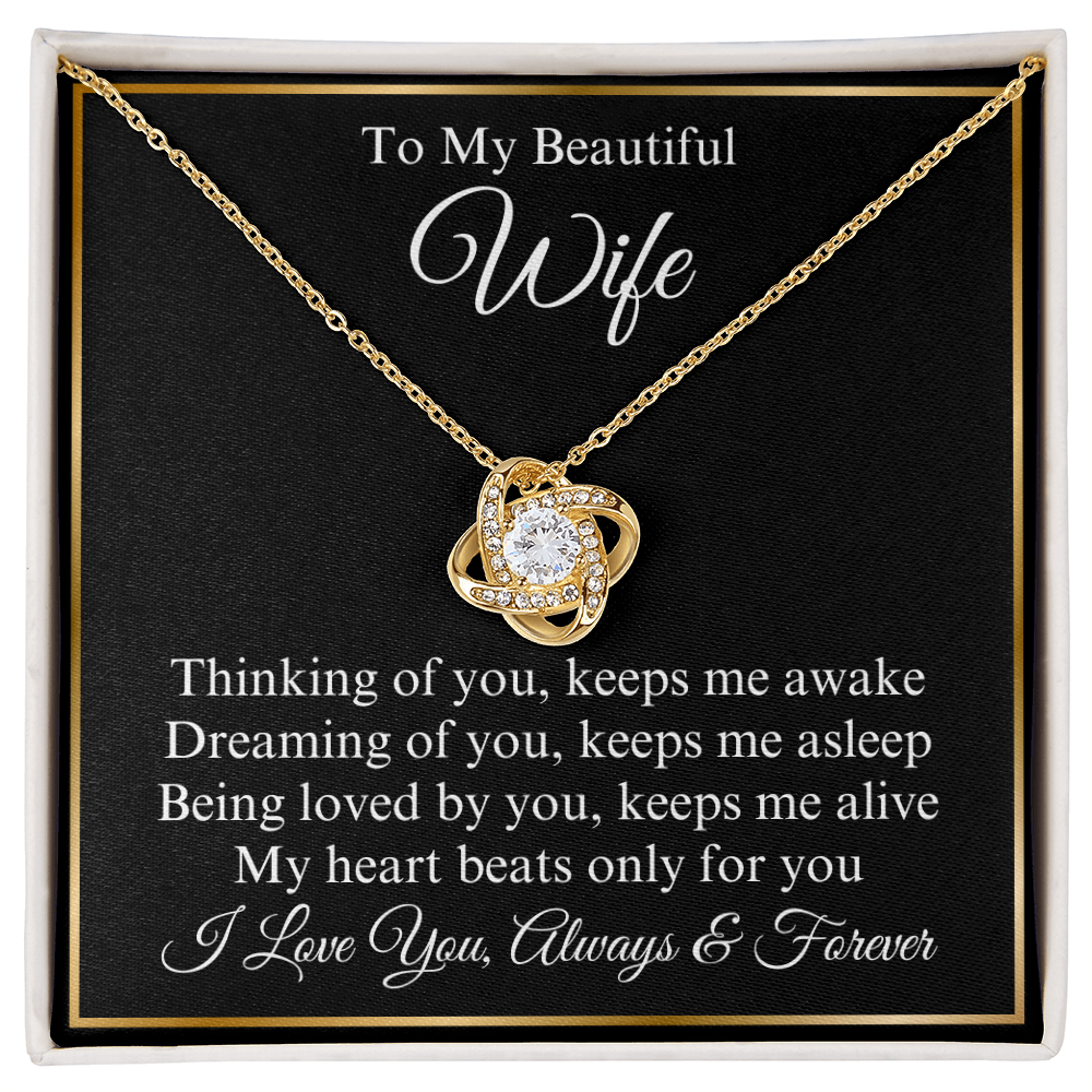 To My Beautiful Wife Love Knot Necklace, Gift for Wife, Valentine's Day, Birthday, Anniversary, Wedding