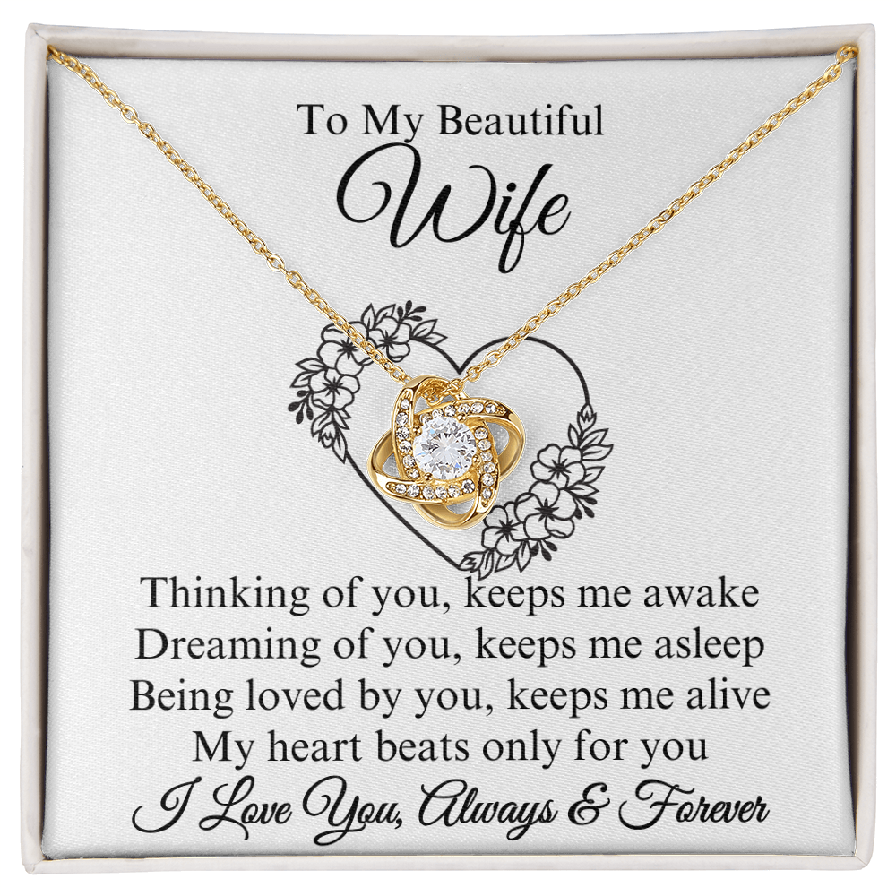 To My Beautiful Wife Love Knot Necklace, Gift for Wife, Valentine's Day, Birthday, Wedding, Anniversary, Mother's Day