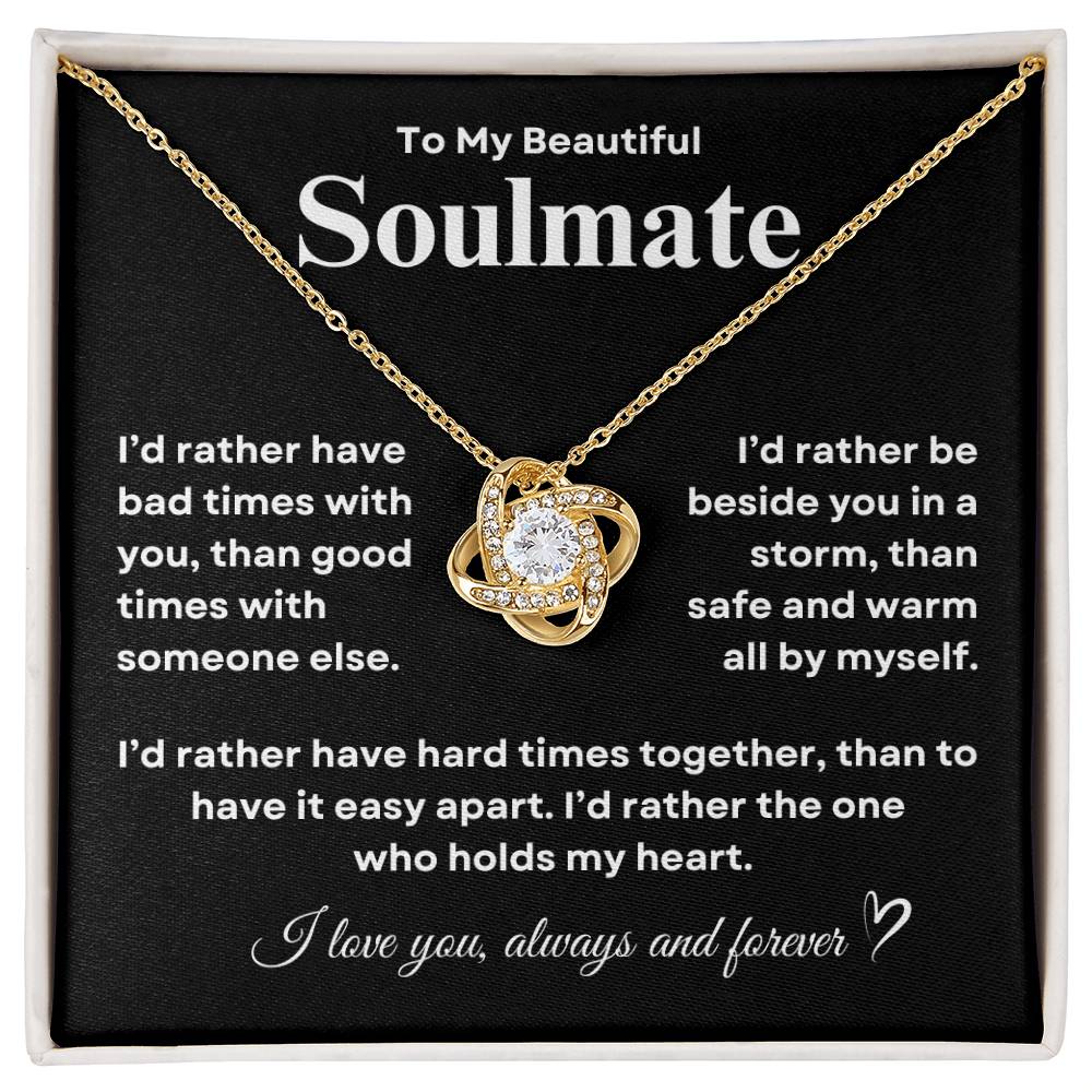 To My Beautiful Soulmate Love Knot Necklace – A Symbol of Eternal Love