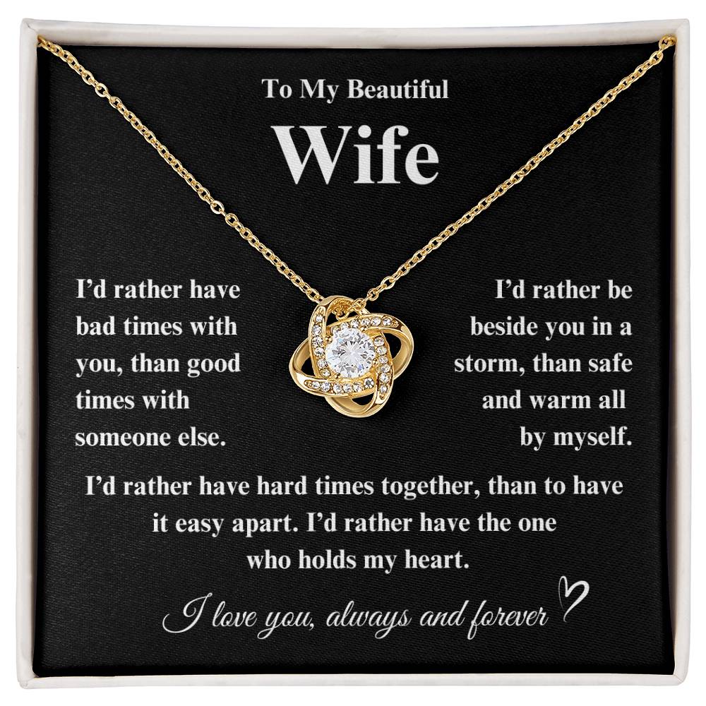 To My Beautiful Wife Love Knot Necklace - Valentine's Day