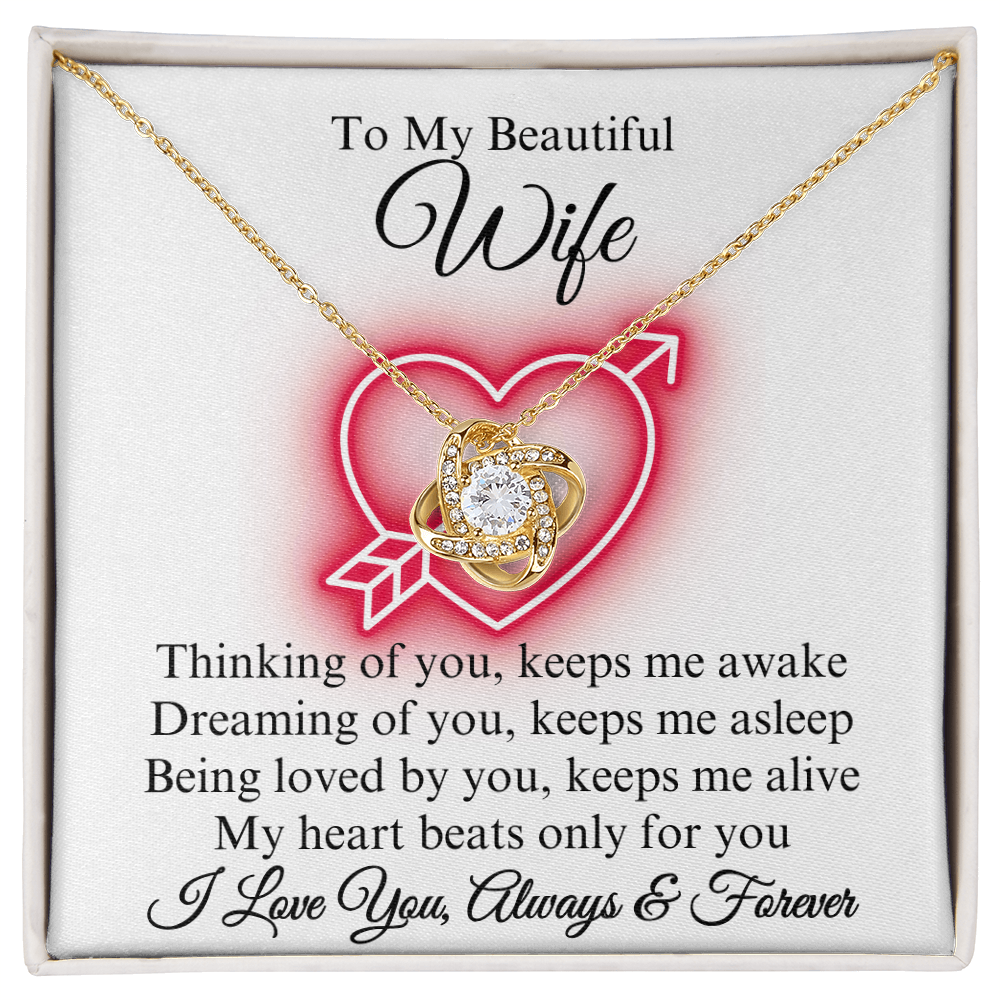To My Beautiful Wife Love Knot Necklace, Gift for Wife, Anniversary, Valentine's Day, Birthday, Wedding