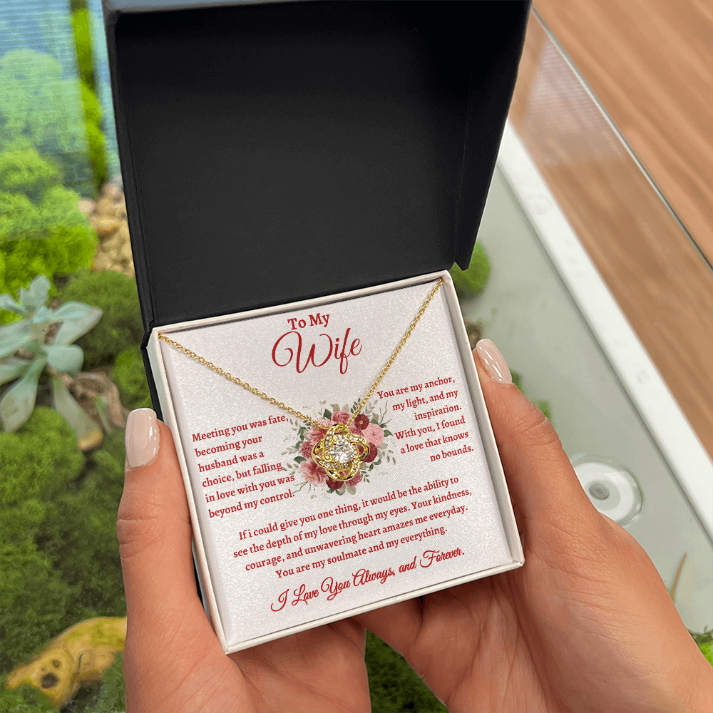 To My Wife, Meeting You Was Fate Love Knot Necklace - Valentine's Day