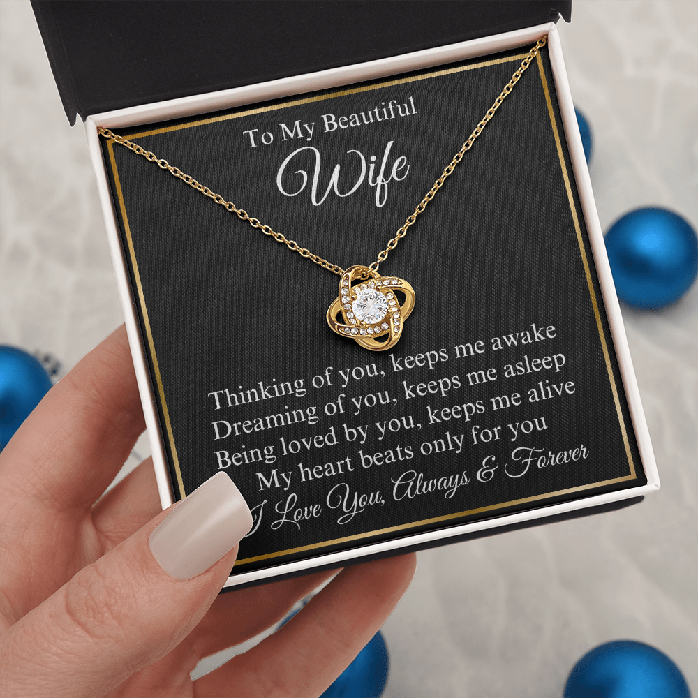 To My Beautiful Wife Love Knot Necklace, Gift for Wife, Valentine's Day, Birthday, Anniversary, Wedding