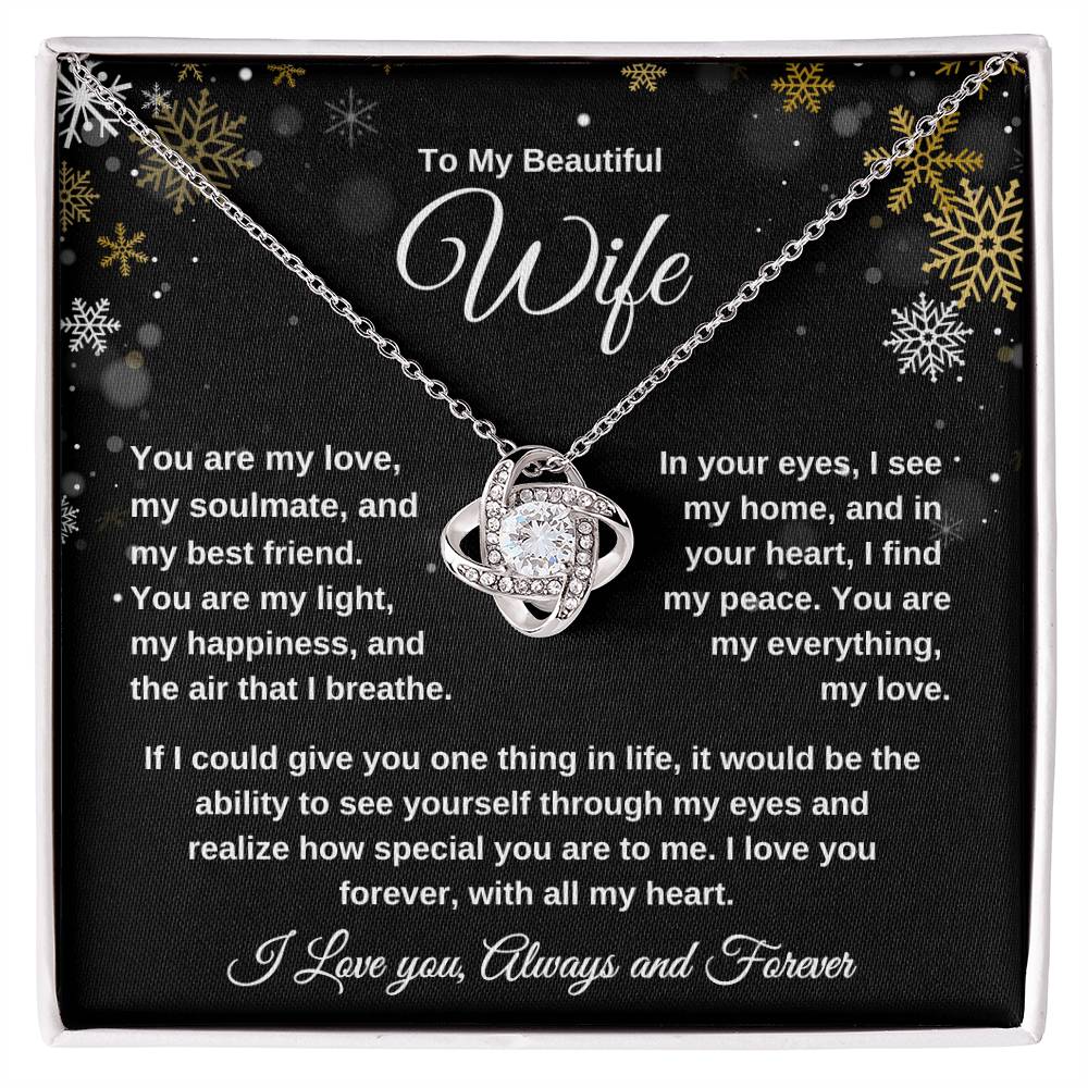 To My Beautiful Wife Love Knot Necklace - Snowflakes