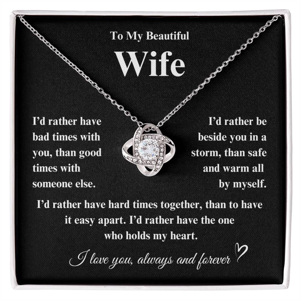 To My Beautiful Wife Love Knot Necklace - Valentine's Day