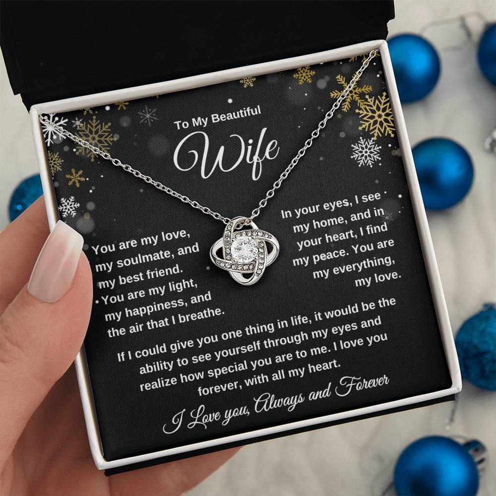 To My Beautiful Wife Love Knot Necklace - Snowflakes