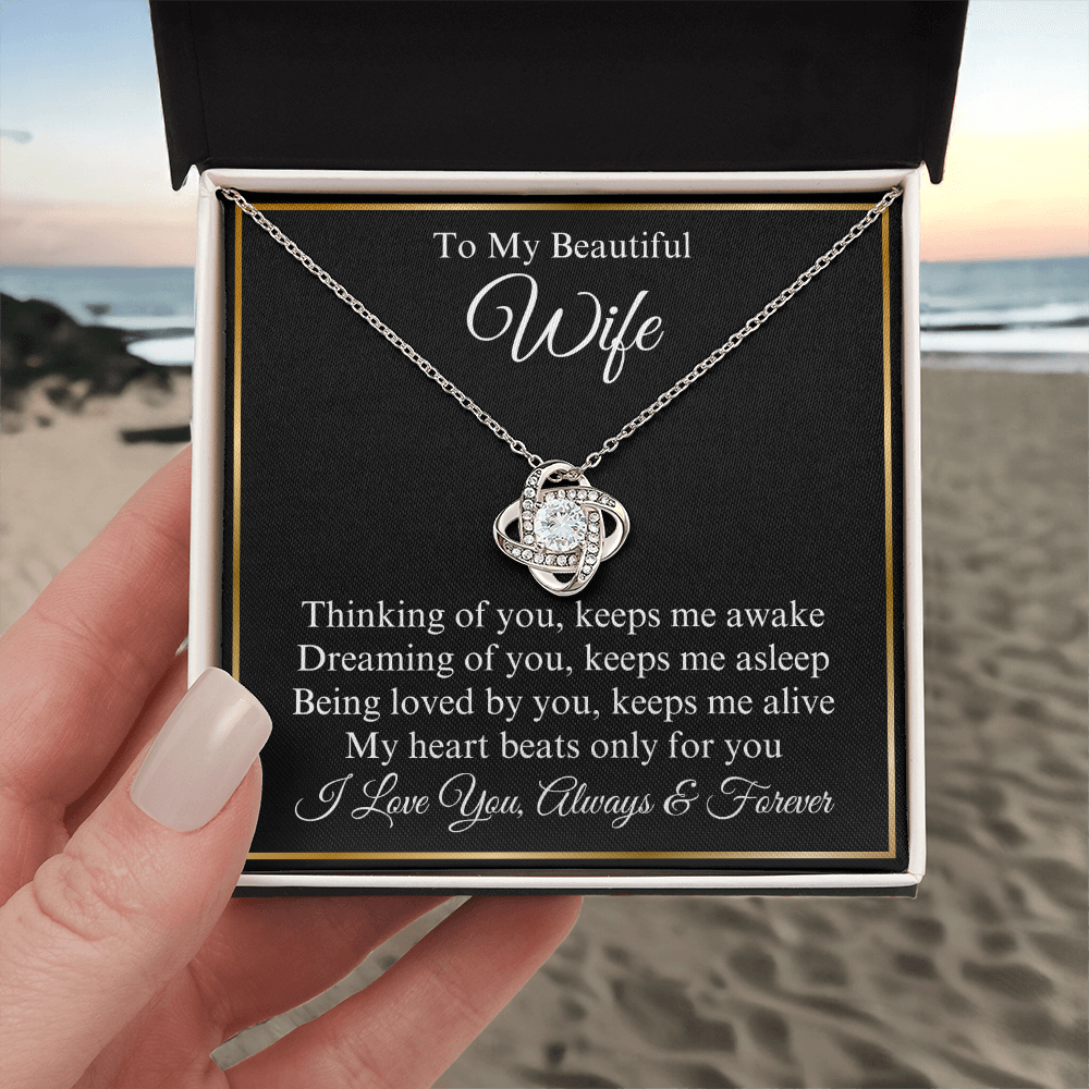 To My Beautiful Wife Love Knot Necklace, Gift for Wife, Valentine's Day, Birthday, Anniversary, Wedding