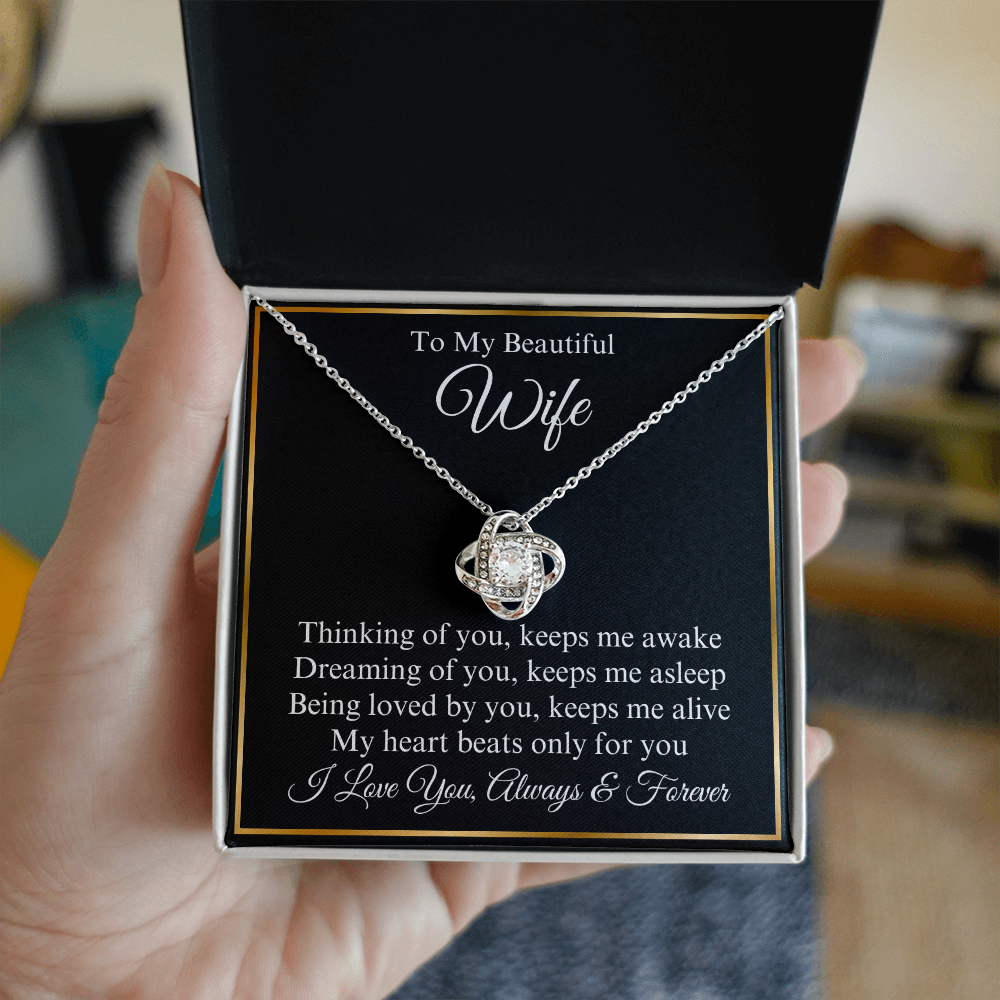 To My Beautiful Wife Love Knot Necklace, Gift for Wife, Valentine's Day, Birthday, Anniversary, Wedding