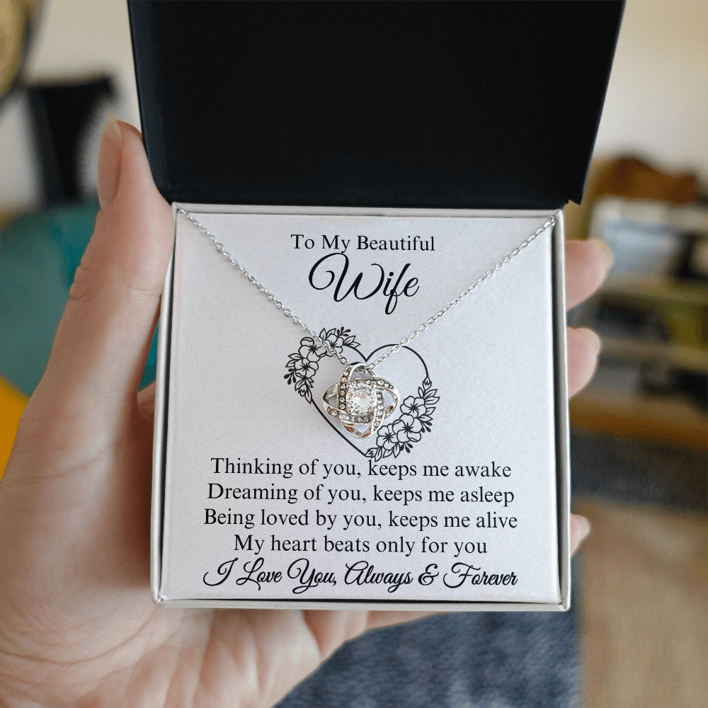 To My Beautiful Wife Love Knot Necklace, Gift for Wife, Valentine's Day, Birthday, Wedding, Anniversary, Mother's Day