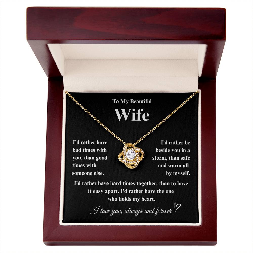 To My Beautiful Wife Love Knot Necklace - Valentine's Day