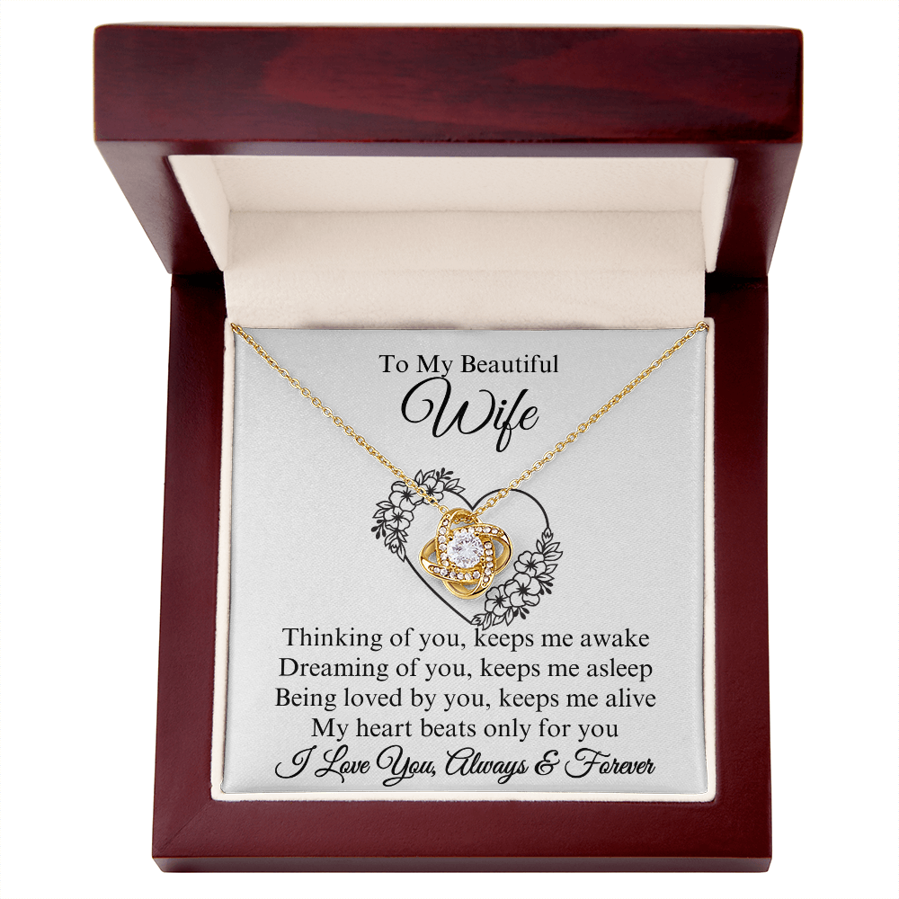 To My Beautiful Wife Love Knot Necklace, Gift for Wife, Valentine's Day, Birthday, Wedding, Anniversary, Mother's Day