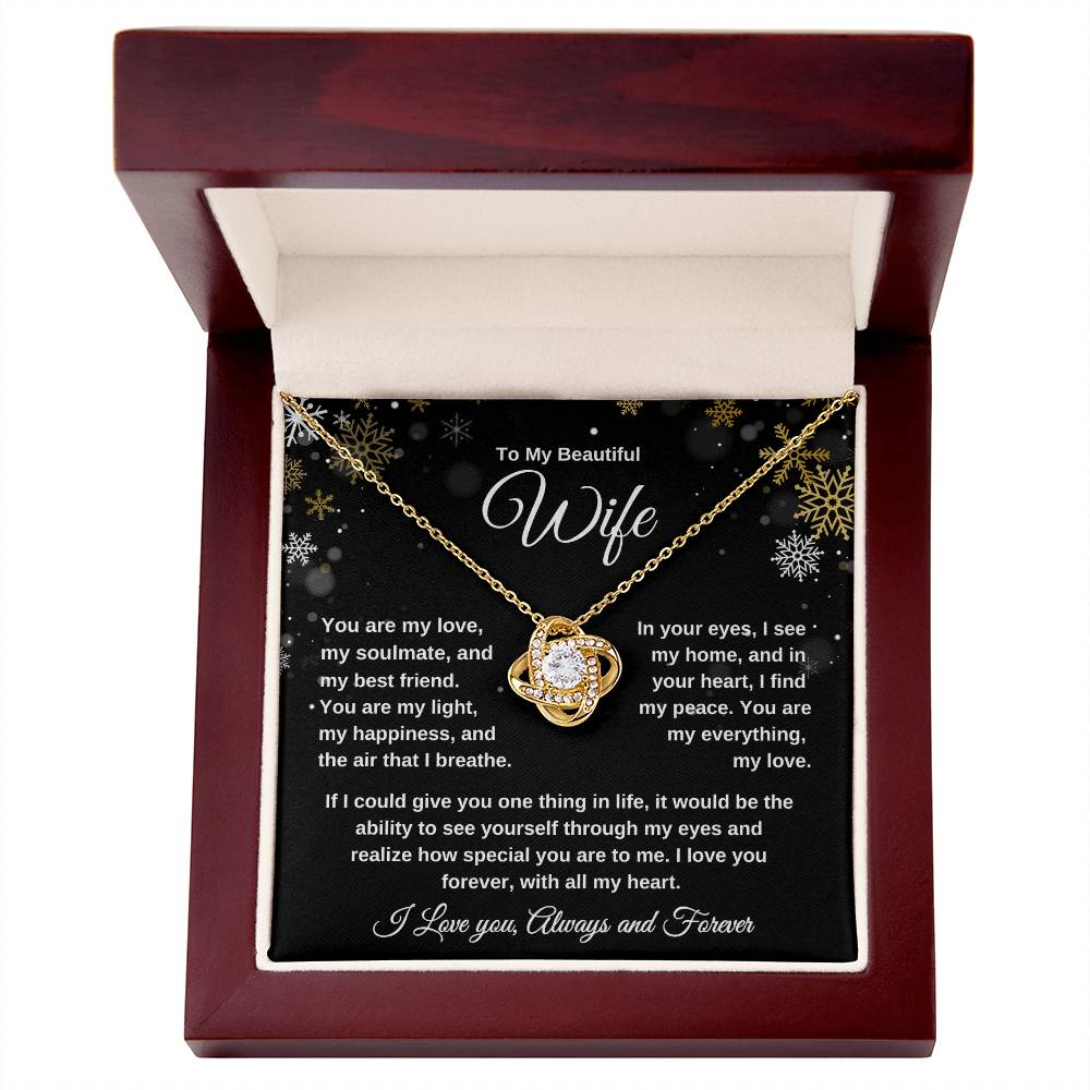 To My Beautiful Wife Love Knot Necklace - Snowflakes