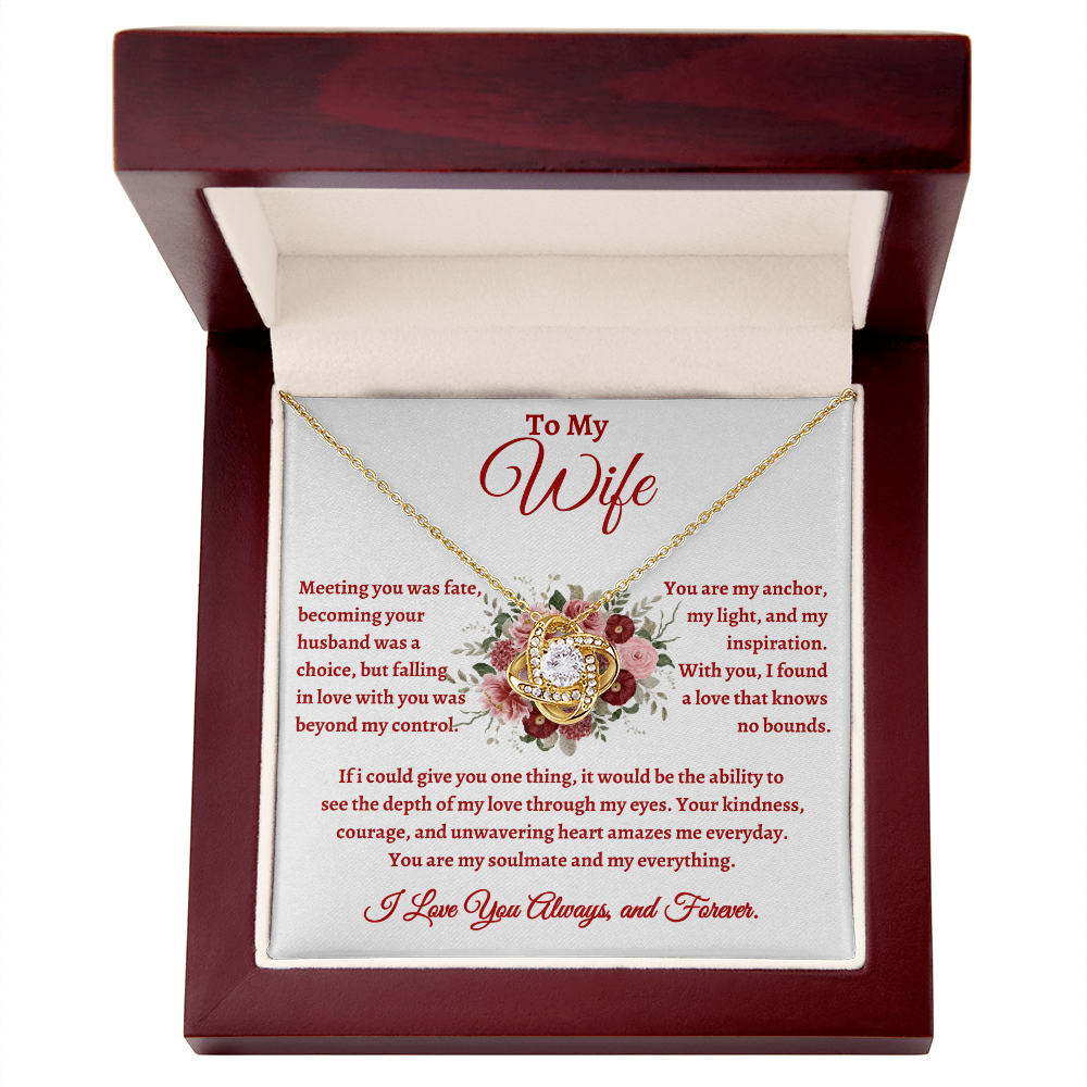 To My Wife, Meeting You Was Fate Love Knot Necklace - Valentine's Day