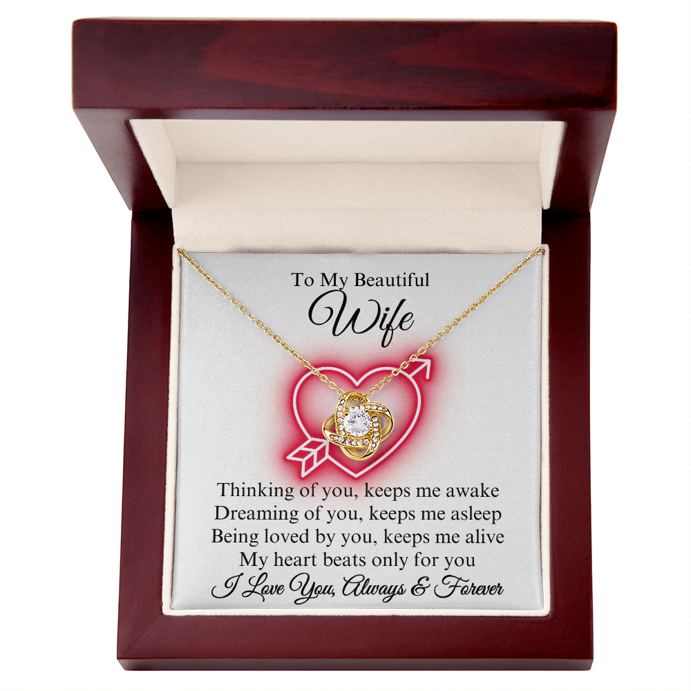 To My Beautiful Wife Love Knot Necklace, Gift for Wife, Anniversary, Valentine's Day, Birthday, Wedding