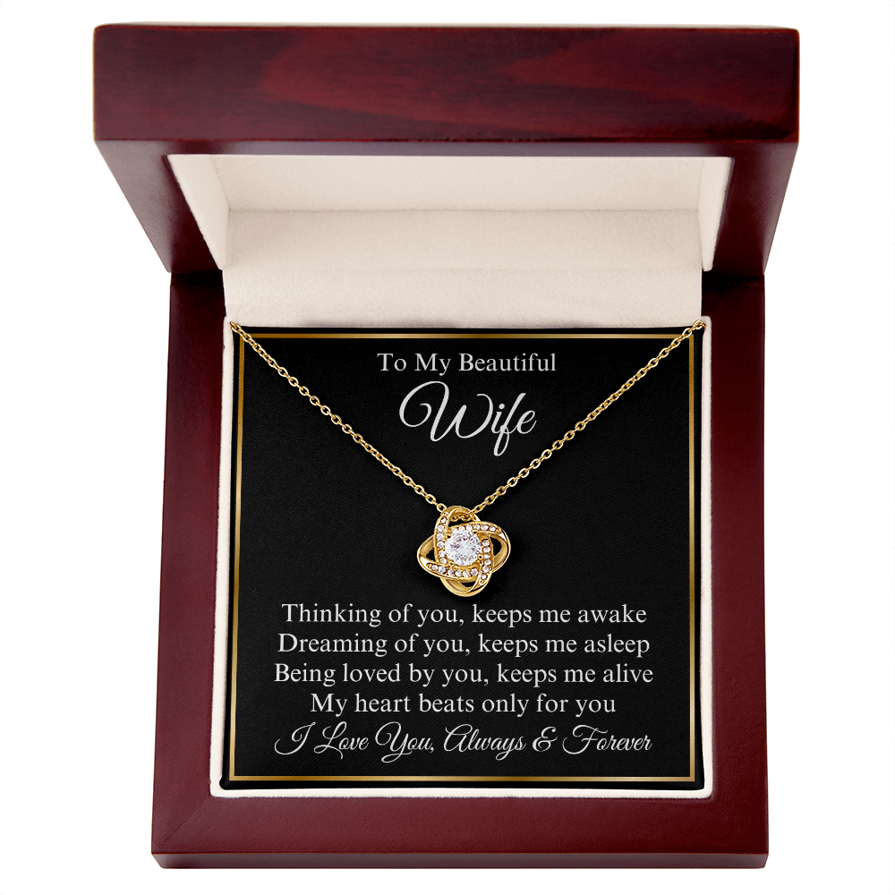 To My Beautiful Wife Love Knot Necklace, Gift for Wife, Valentine's Day, Birthday, Anniversary, Wedding