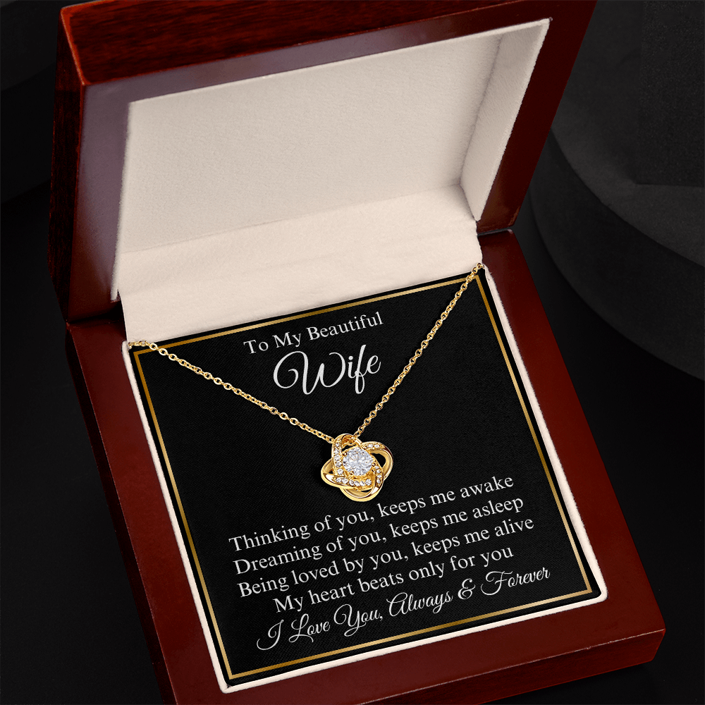 To My Beautiful Wife Love Knot Necklace, Gift for Wife, Valentine's Day, Birthday, Anniversary, Wedding