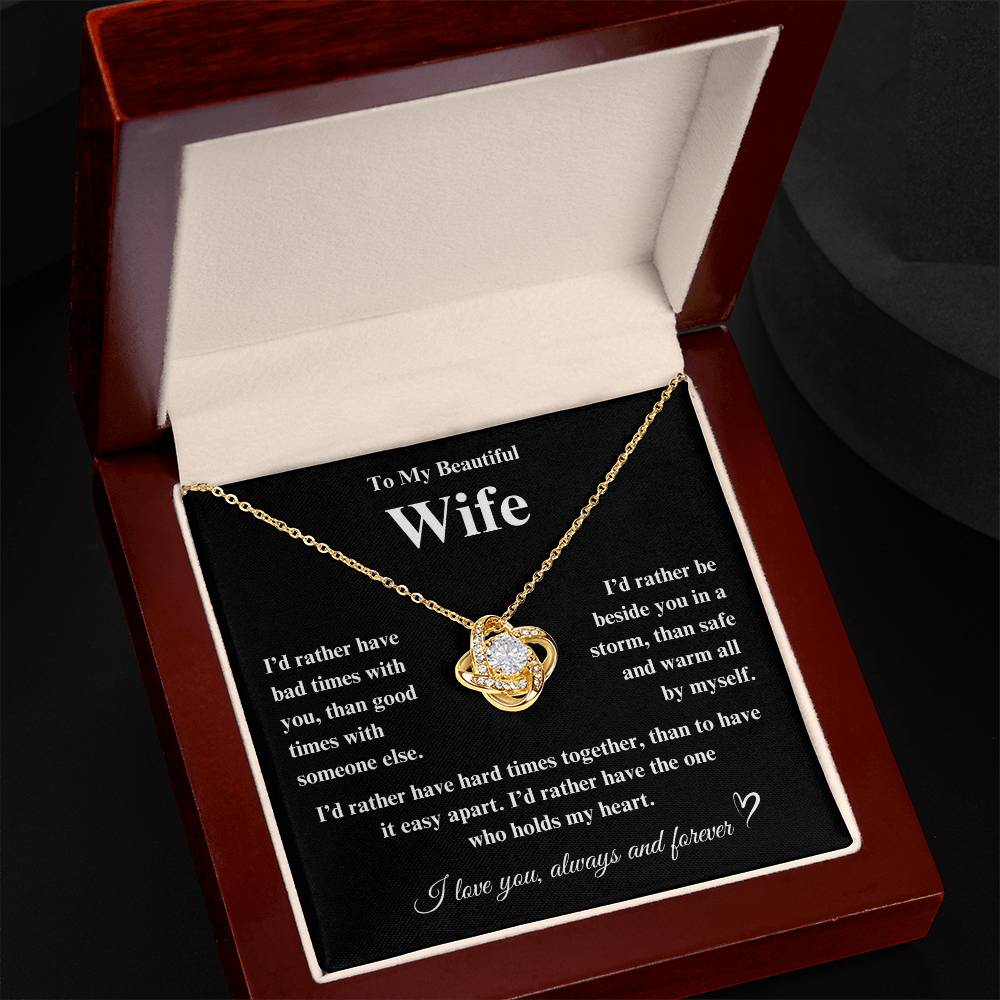 To My Beautiful Wife Love Knot Necklace - Valentine's Day