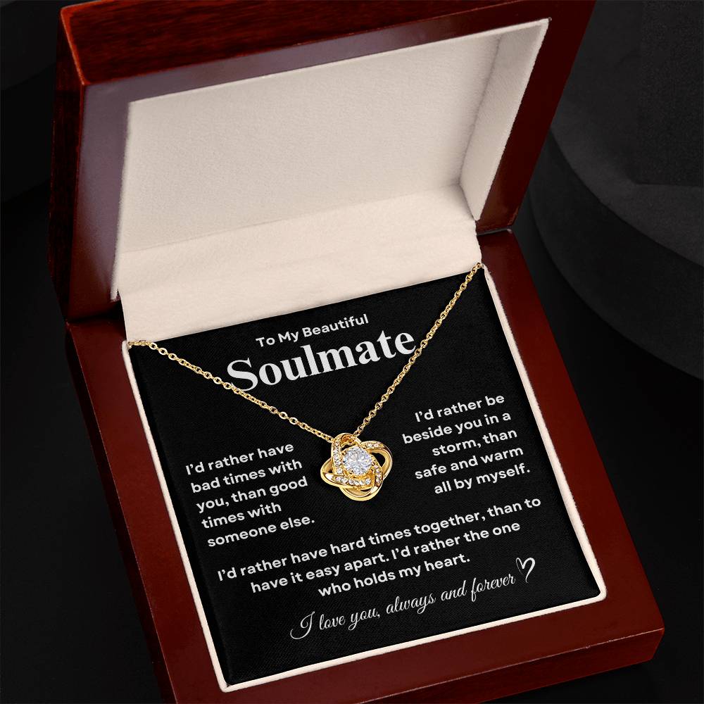 To My Beautiful Soulmate Love Knot Necklace – A Symbol of Eternal Love
