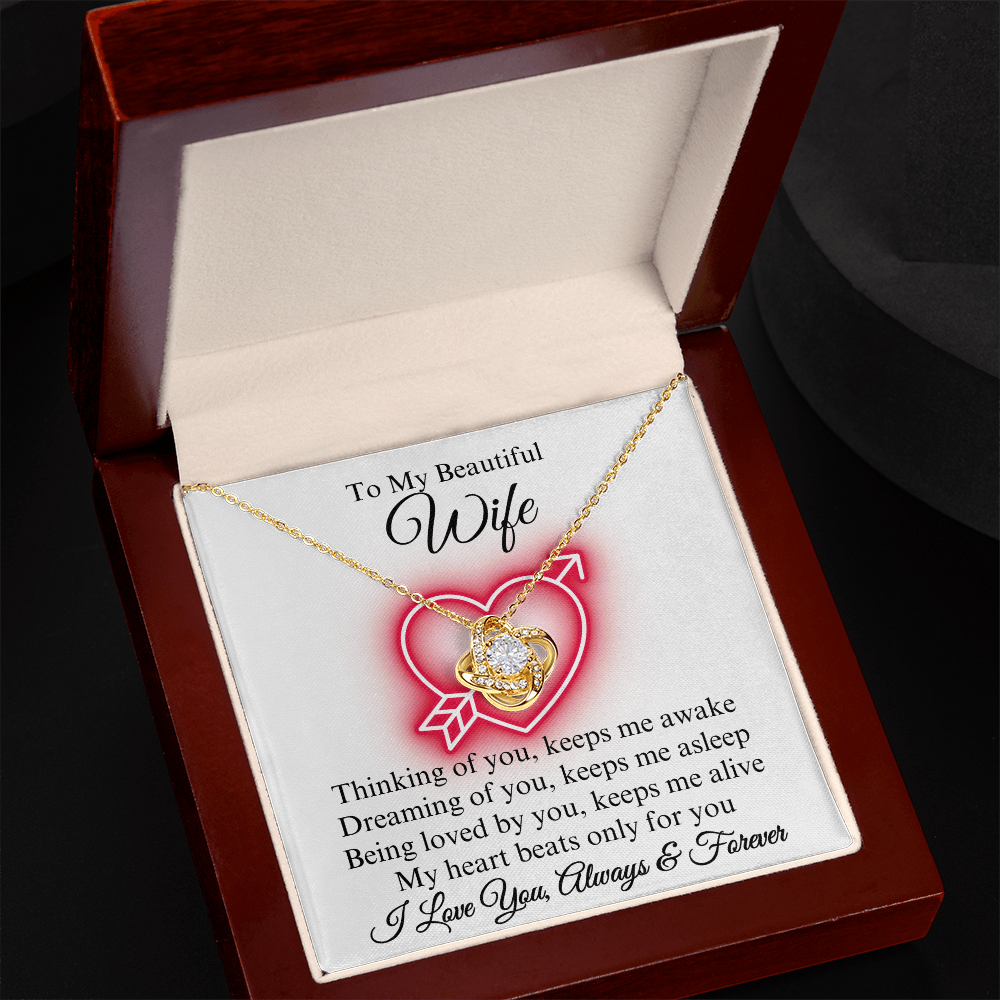 To My Beautiful Wife Love Knot Necklace, Gift for Wife, Anniversary, Valentine's Day, Birthday, Wedding