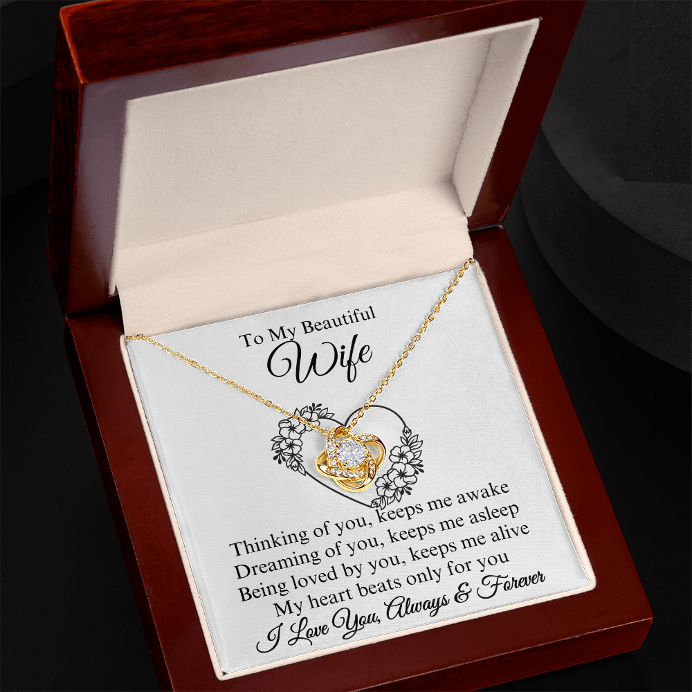 To My Beautiful Wife Love Knot Necklace, Gift for Wife, Valentine's Day, Birthday, Wedding, Anniversary, Mother's Day