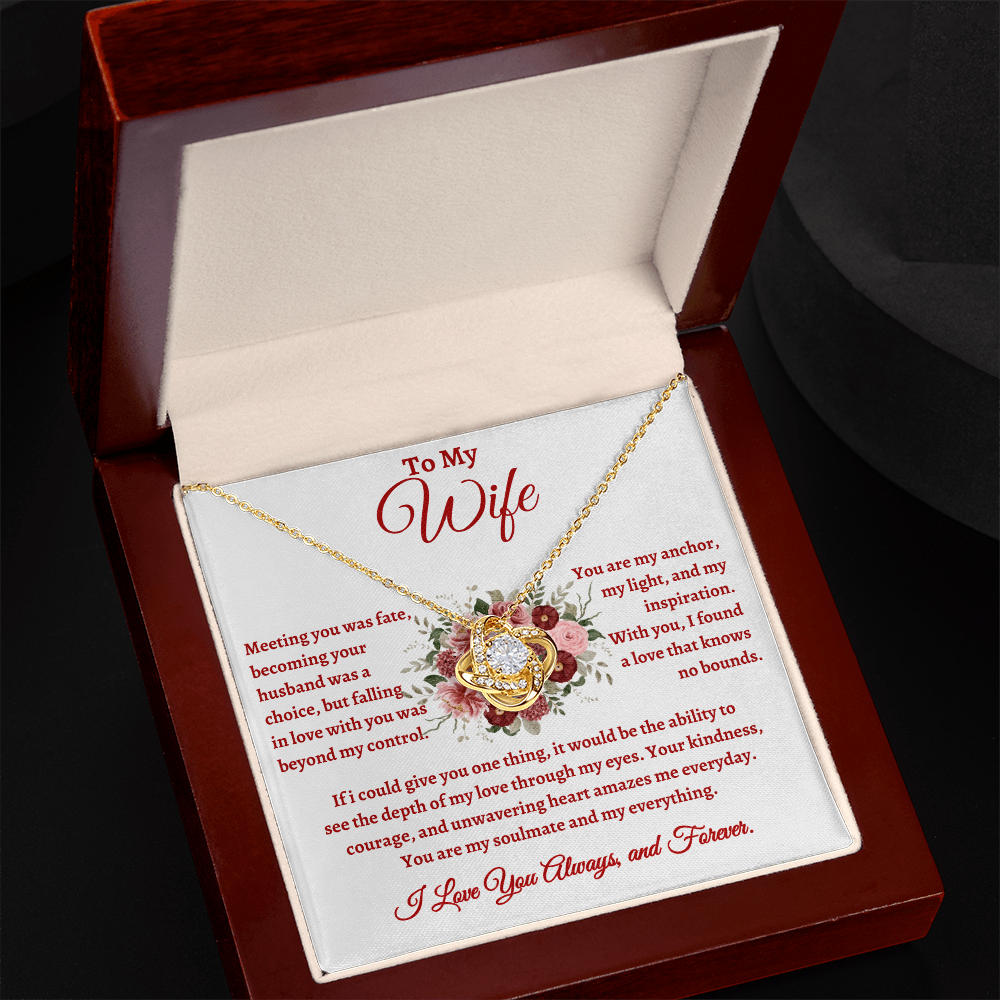 To My Wife, Meeting You Was Fate Love Knot Necklace - Valentine's Day