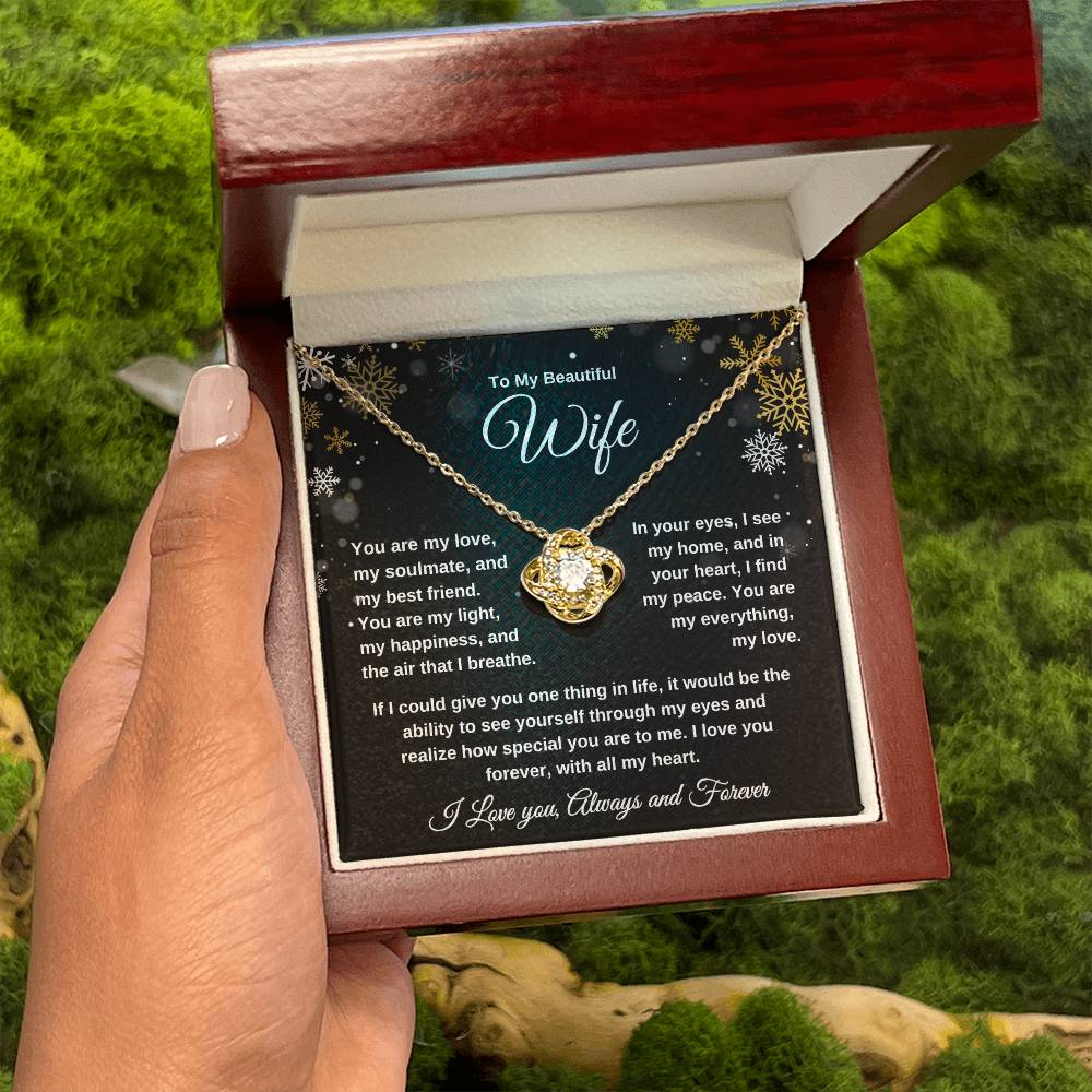 To My Beautiful Wife Love Knot Necklace - Snowflakes