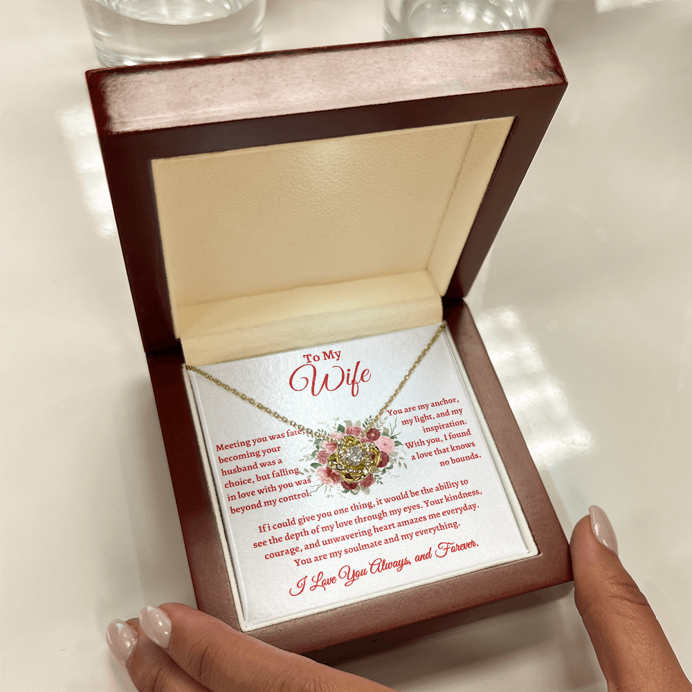 To My Wife, Meeting You Was Fate Love Knot Necklace - Valentine's Day
