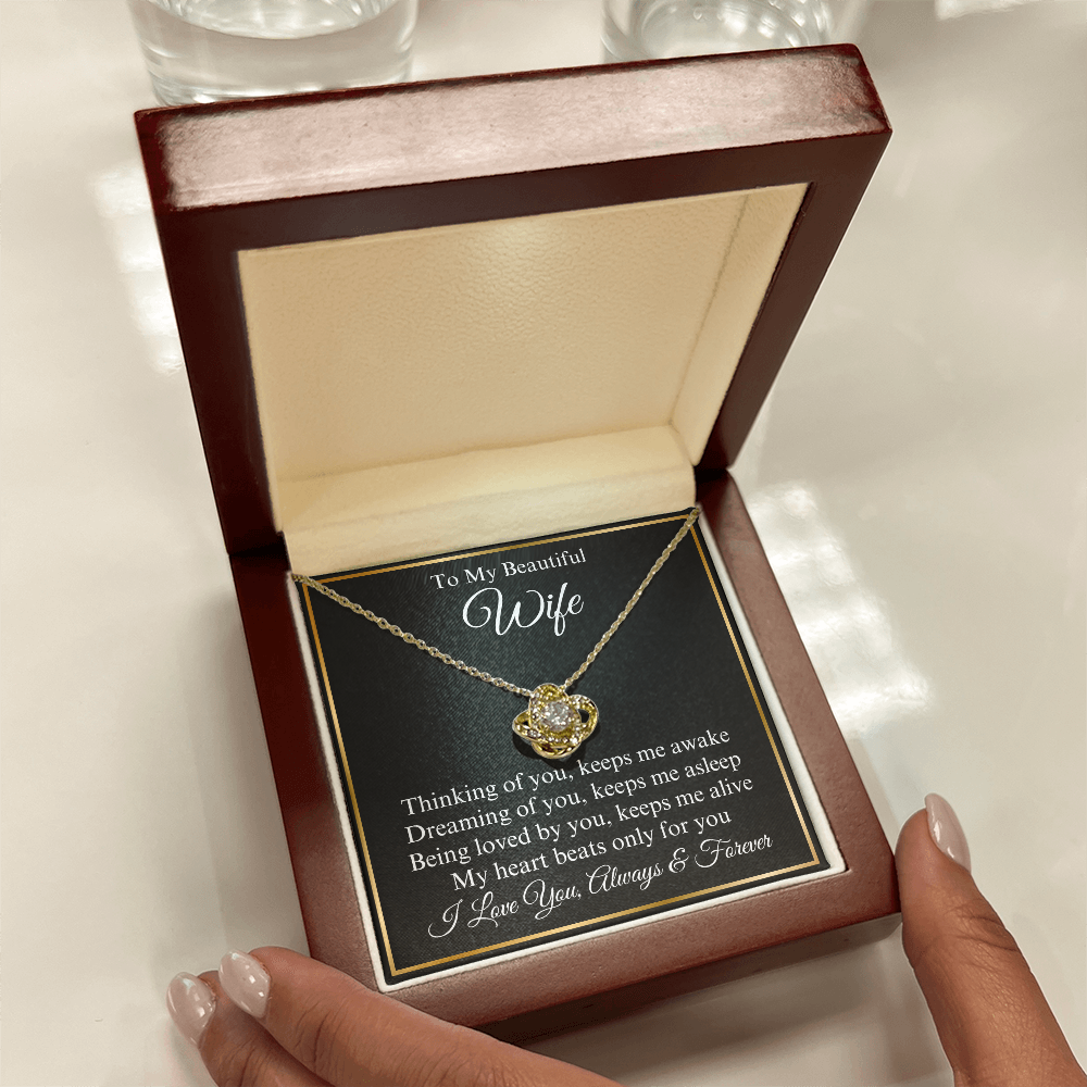 To My Beautiful Wife Love Knot Necklace, Gift for Wife, Valentine's Day, Birthday, Anniversary, Wedding