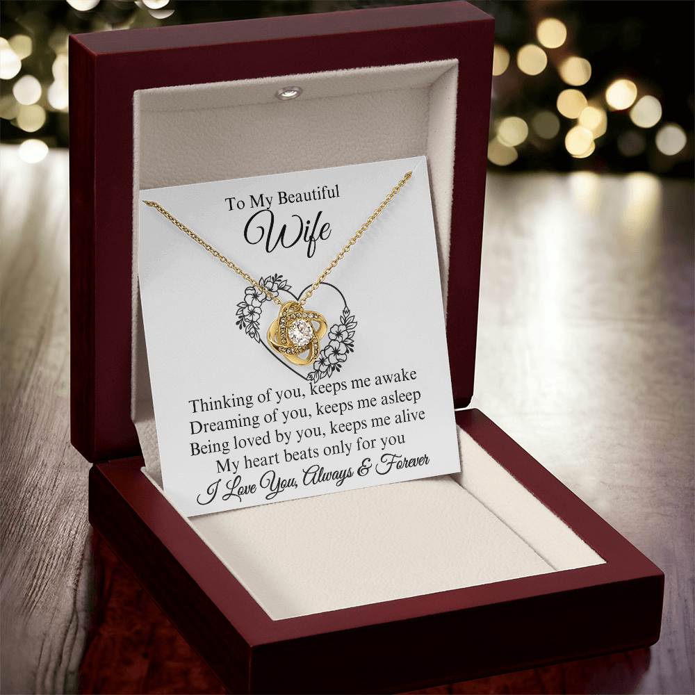 To My Beautiful Wife Love Knot Necklace, Gift for Wife, Valentine's Day, Birthday, Wedding, Anniversary, Mother's Day