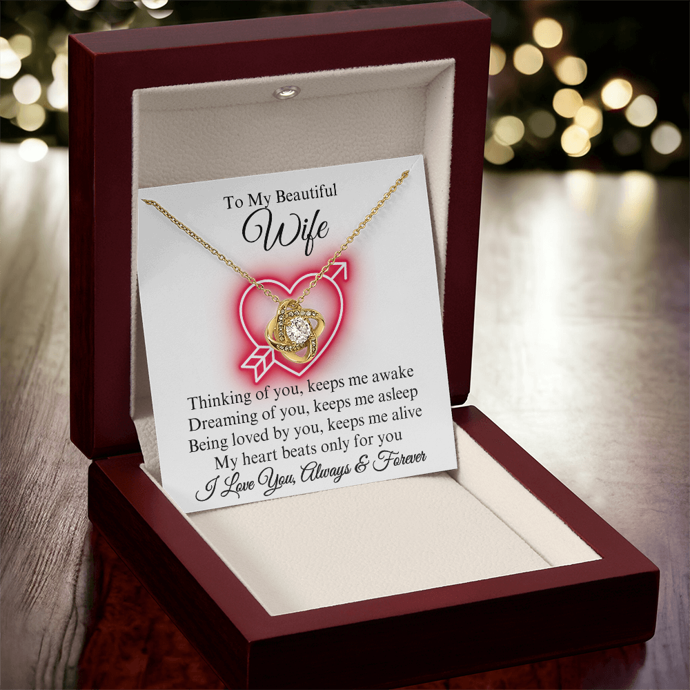 To My Beautiful Wife Love Knot Necklace, Gift for Wife, Anniversary, Valentine's Day, Birthday, Wedding