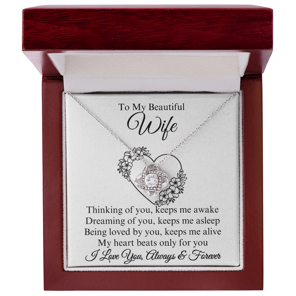 To My Beautiful Wife Love Knot Necklace, Gift for Wife, Valentine's Day, Birthday, Wedding, Anniversary, Mother's Day