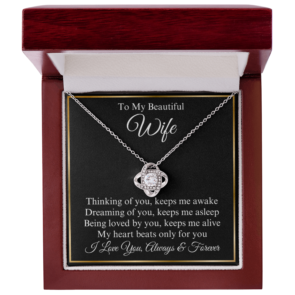 To My Beautiful Wife Love Knot Necklace, Gift for Wife, Valentine's Day, Birthday, Anniversary, Wedding