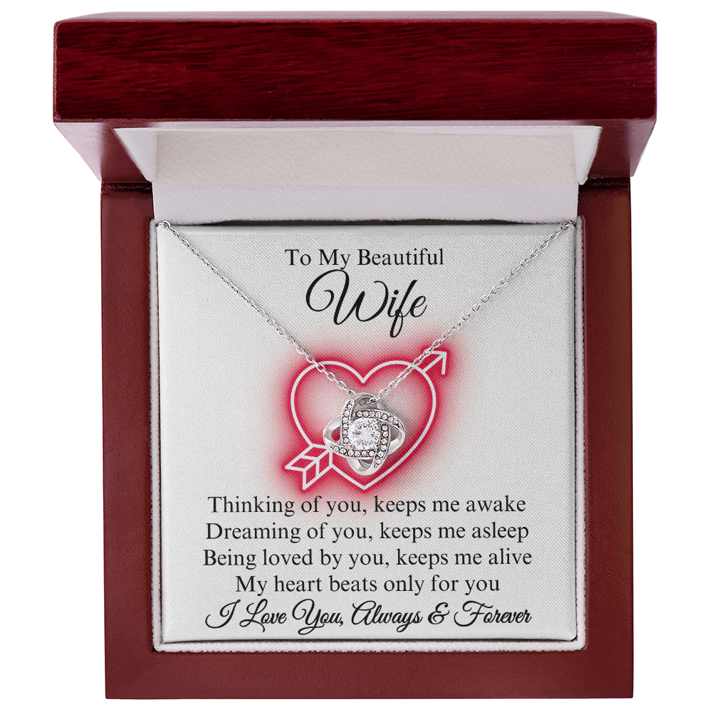 To My Beautiful Wife Love Knot Necklace, Gift for Wife, Anniversary, Valentine's Day, Birthday, Wedding