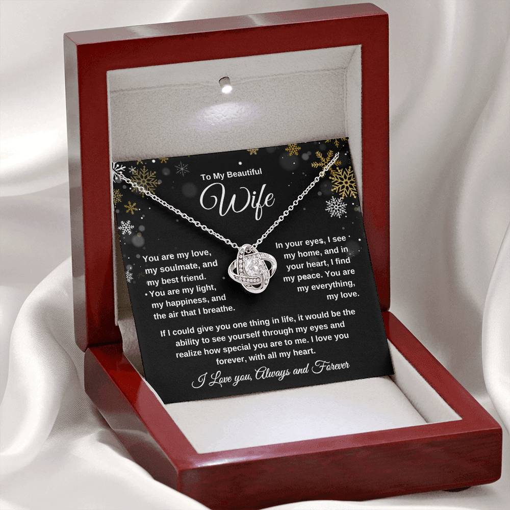 To My Beautiful Wife Love Knot Necklace - Snowflakes