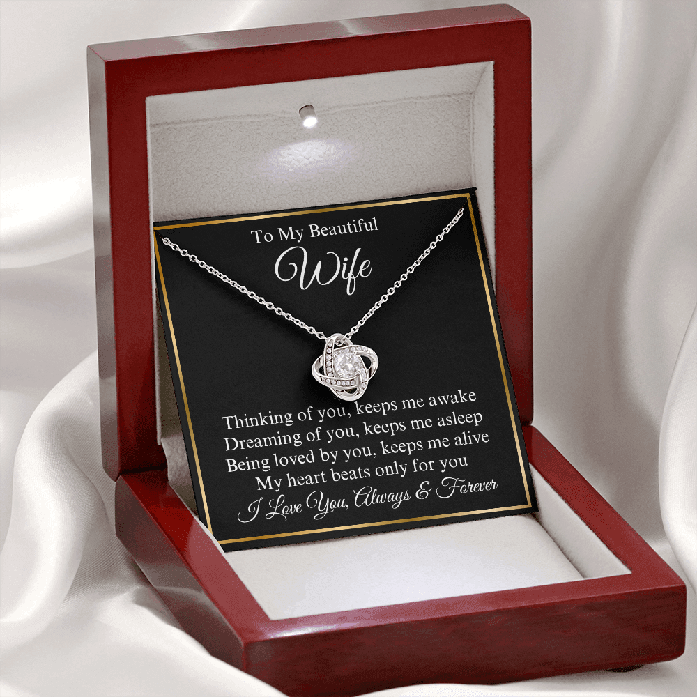 To My Beautiful Wife Love Knot Necklace, Gift for Wife, Valentine's Day, Birthday, Anniversary, Wedding
