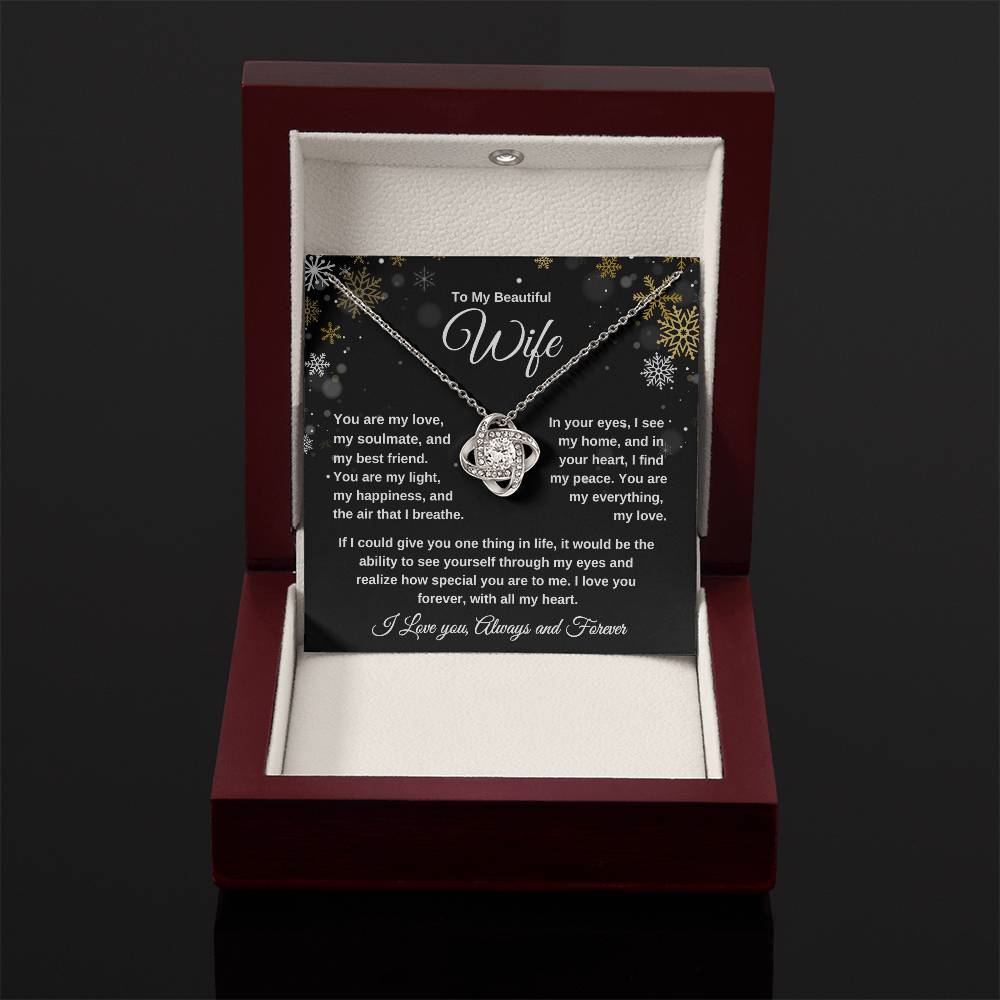 To My Beautiful Wife Love Knot Necklace - Snowflakes