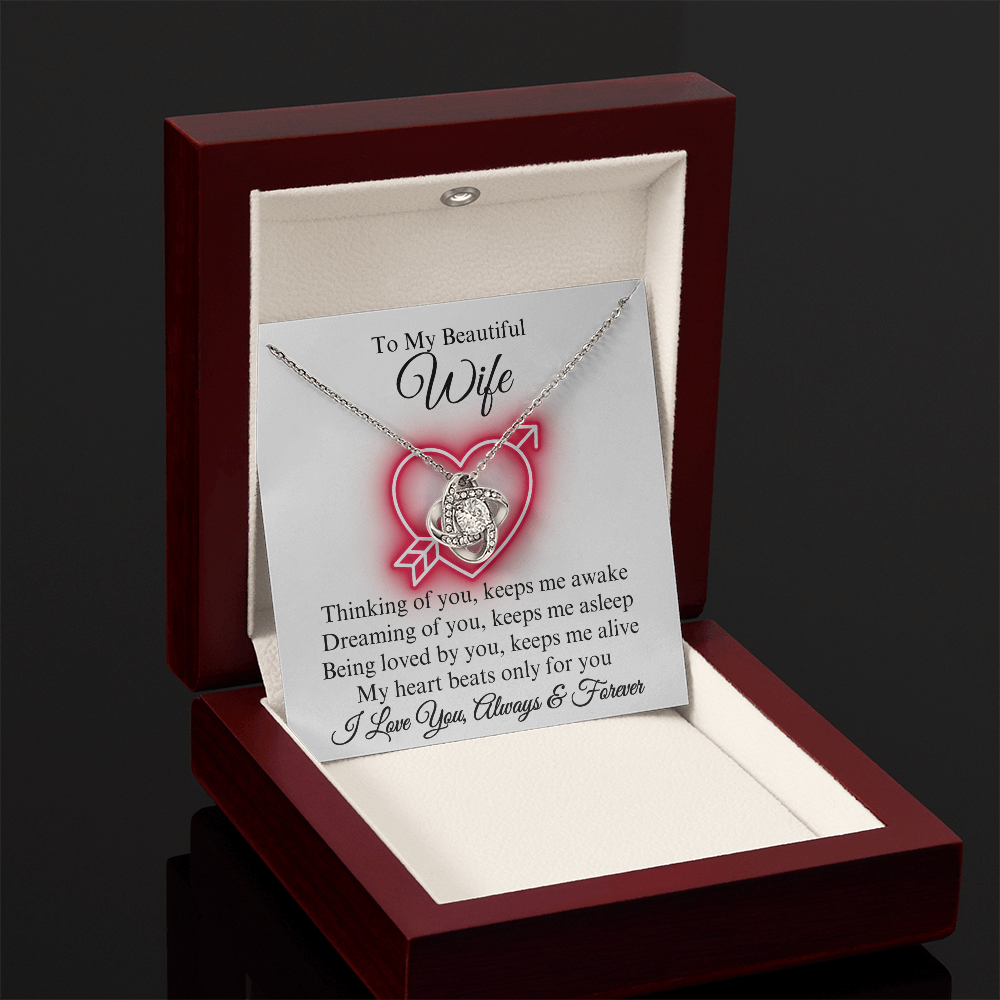 To My Beautiful Wife Love Knot Necklace, Gift for Wife, Anniversary, Valentine's Day, Birthday, Wedding